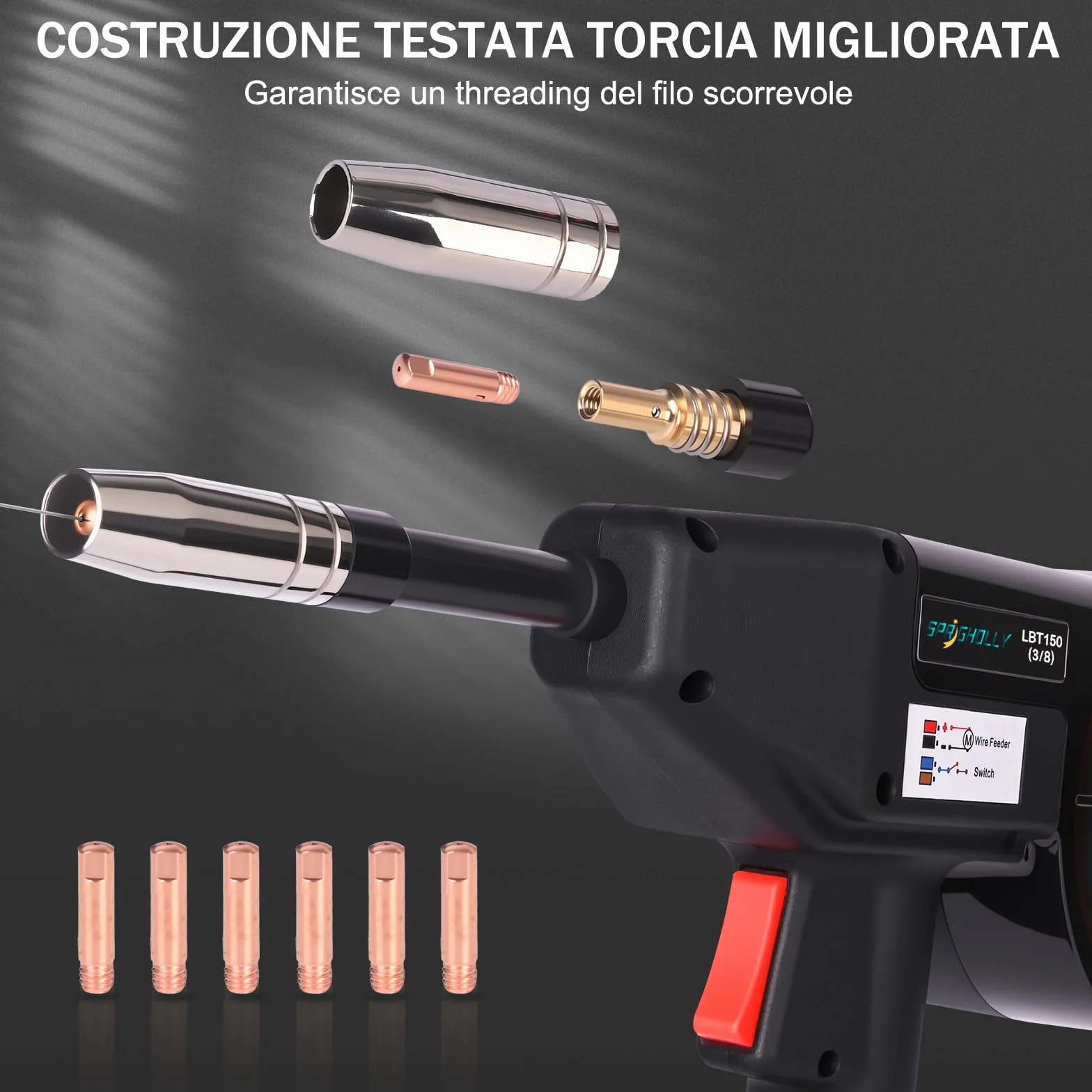Pistola a bobina MIG per alluminio 150A compatibile MIG200 MIG250