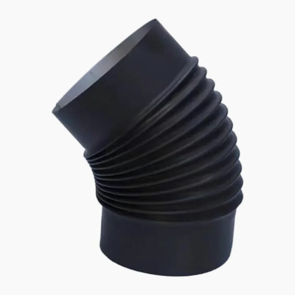 Tubo a gomito da 45 gradi per canna fumaria camino, 150 mm, nero, acciaio inossidabile