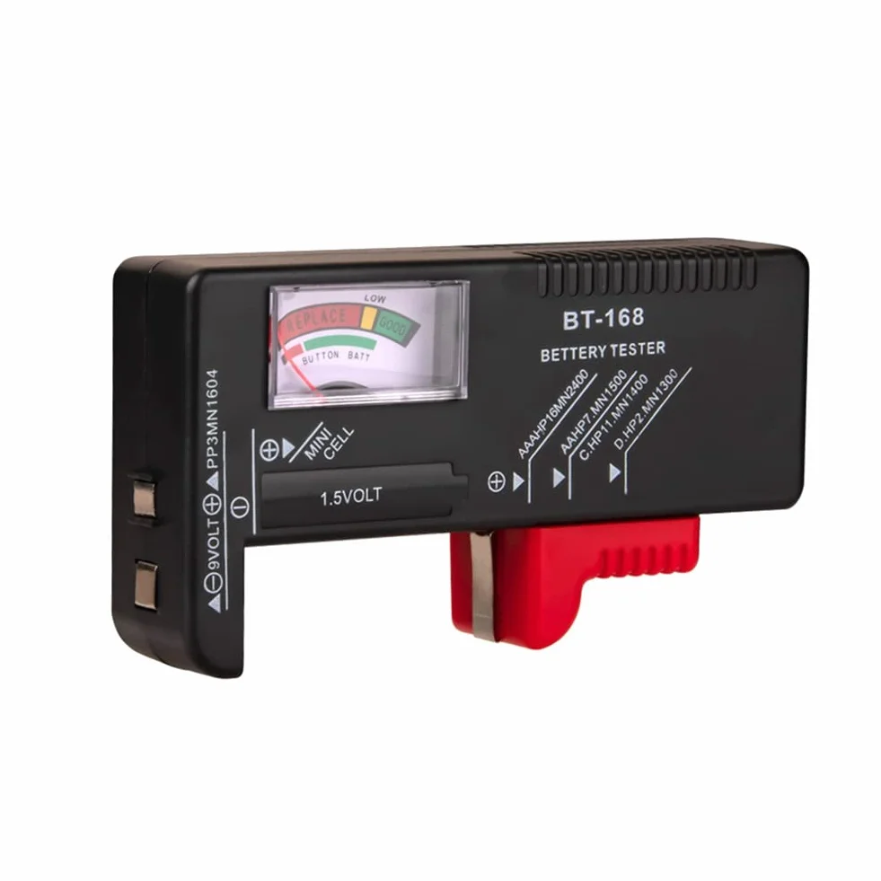 BT-168 AA/AAA/C/D/9V/1,5 V Batterie Batteria a bottone universale Misuratore codificato a colori Indicare Volt Tester Checker BT168