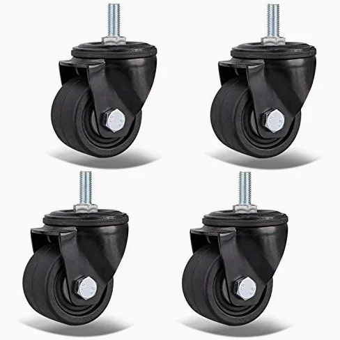 per carichi Pesanti Ruote girevoli 4 Confezione, Industriale Ricambio Ruote con Bino Cuscinetti per Banco da Lavoro Carrello, M16x25mm Perno filettato, Freno + Universale 65mm