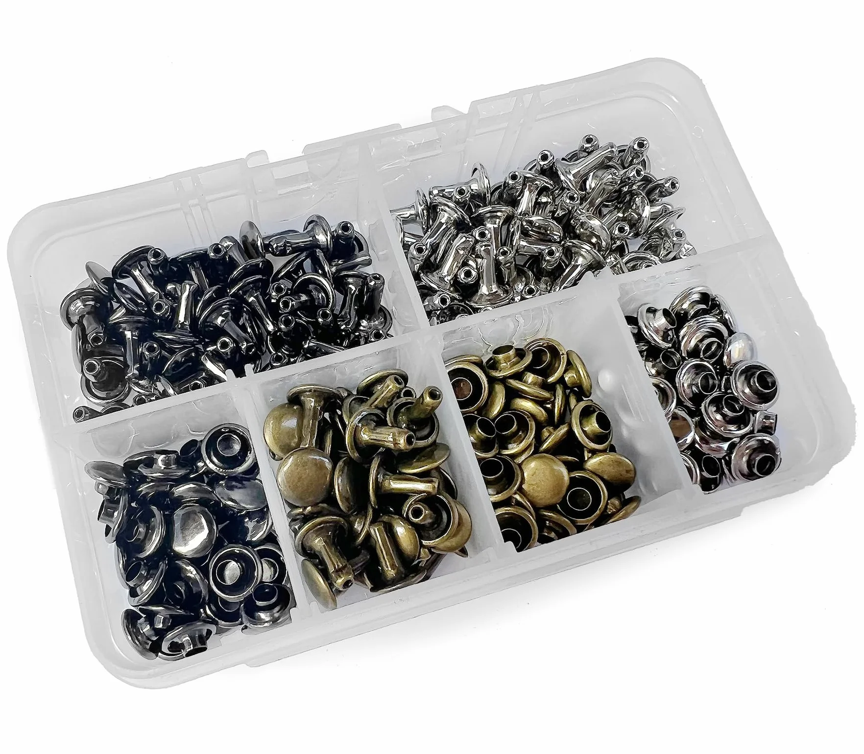 RERI Set borchie pelle 8 mm metallo doppio tappo pressione fai da te
