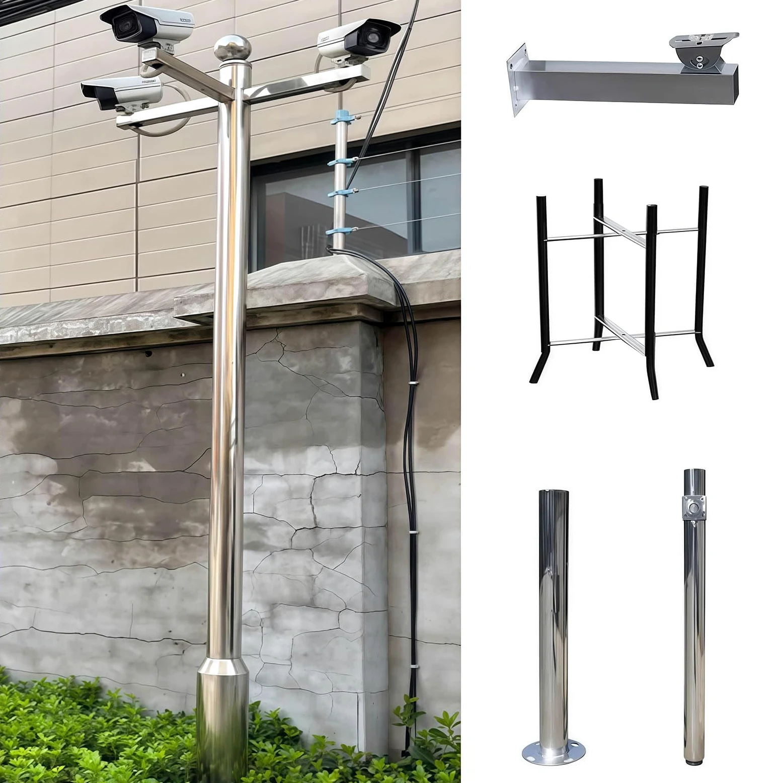 Telecamera di sicurezza Palo all'aperto, supporto universale per telecamera di sorveglianza per uso residenziale e commerciale