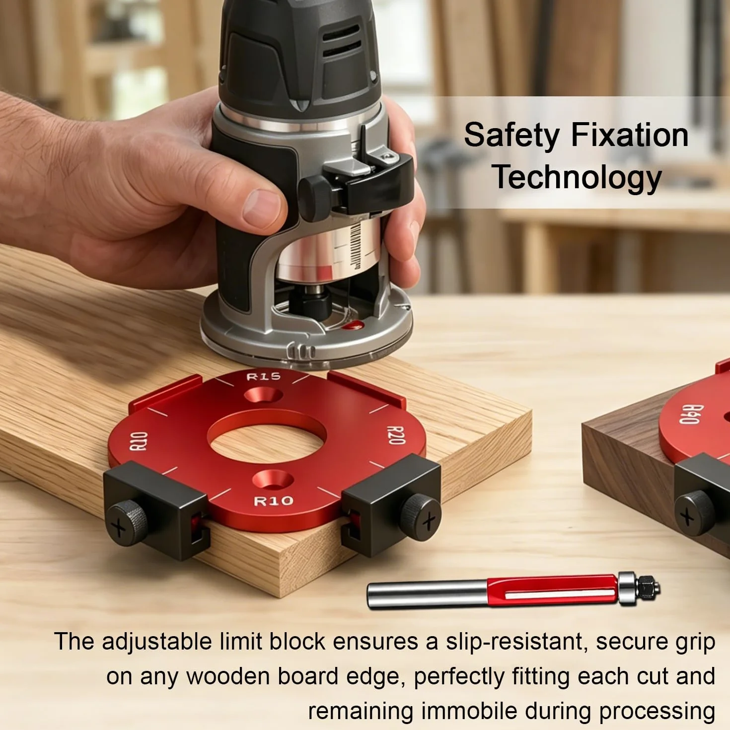 4 in 1 Dima di Fresatura a Raggio D'angolo R10/15/20/25 R30/35/40/50 per Lavorazione del Legno Fai da Te Rosso 2 pezzi