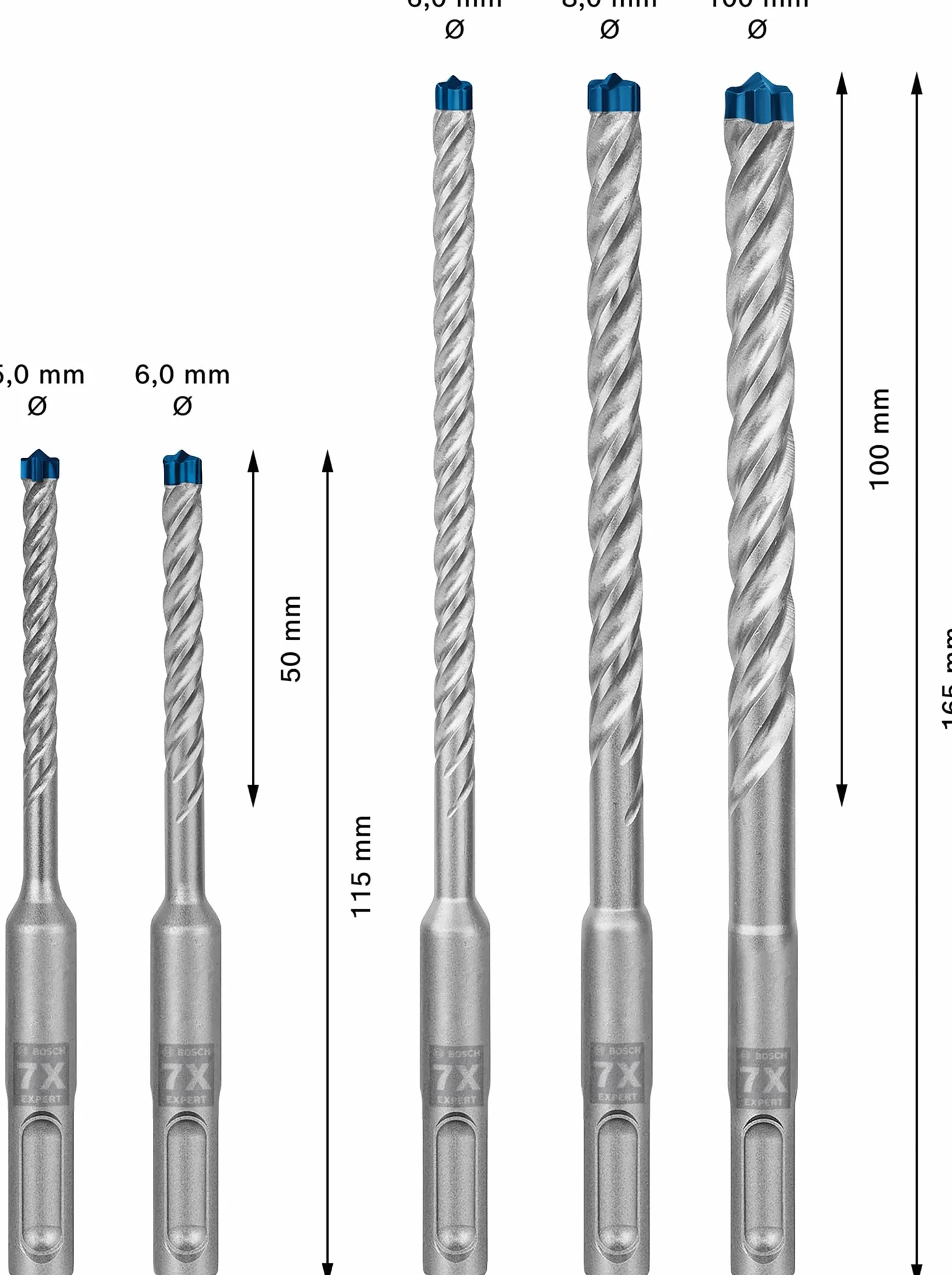 Bosch Expert SDS plus-7X Punte per Martelli Ø 5-10 mm Set 5x