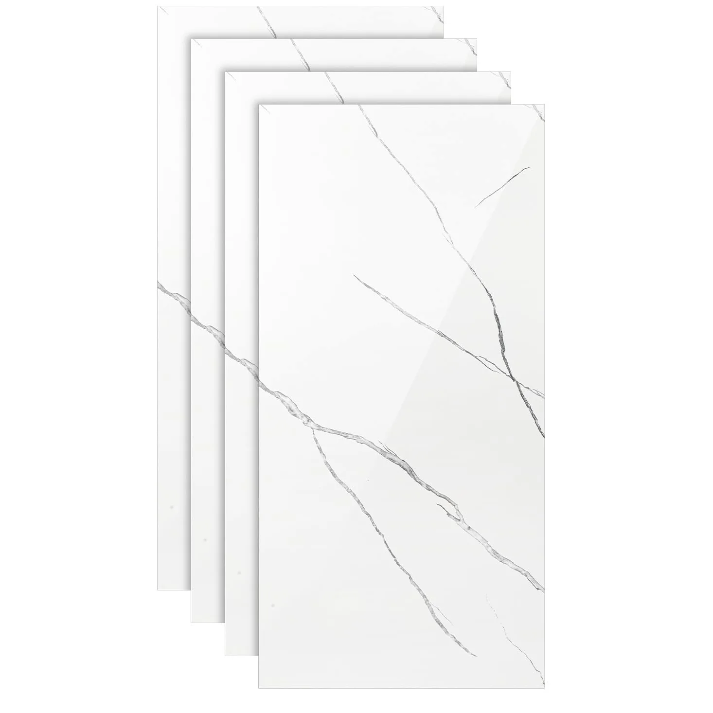 Pannelli da parete in PVC, effetto marmo, 120 x 60 cm, set da 4 pezzi, YB003 | Impermeabile, robusto e ritagliabile, non autoadesivo, per cucina, bagno, soggiorno e ufficio