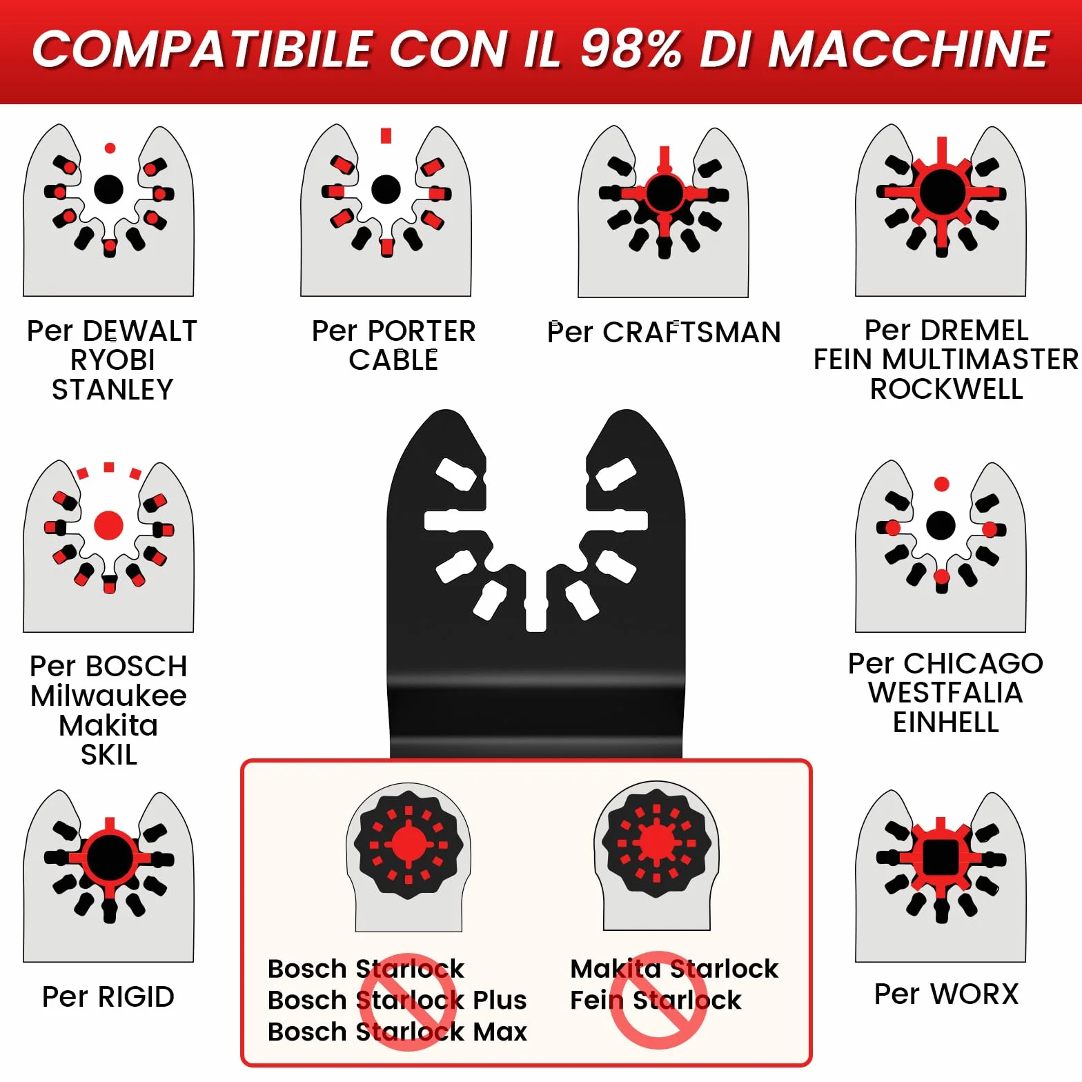 8Pezzi Titanio Lame Utensile Multifunzione Accessori per Utensili Oscillanti Lame Multifunzione Compatibili con DeW Makita Rockwell Bosch Milwaukee (8pz Extra-lungo)