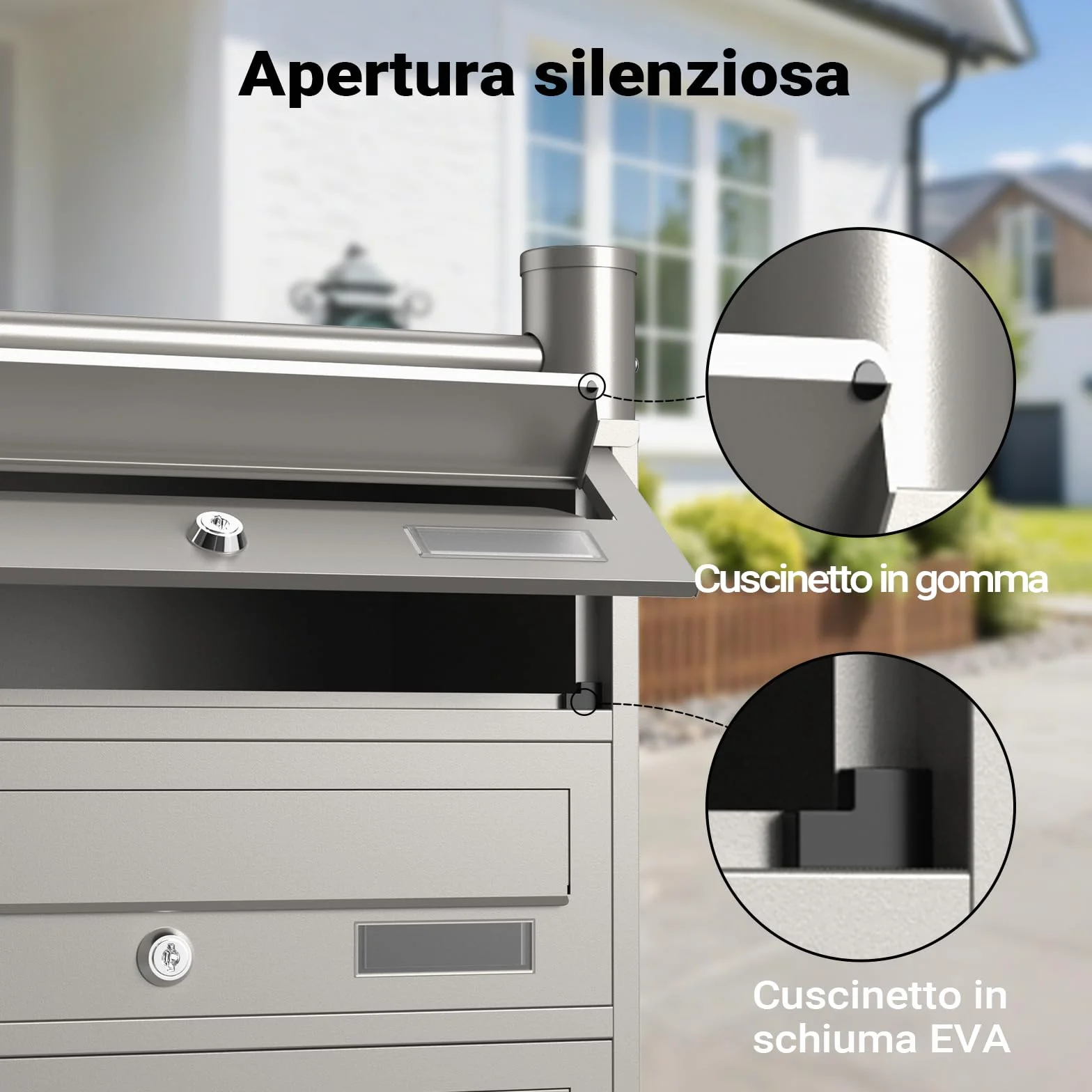 Wiltec Cassetta postale condominiale autoportante 8 posti acciaio inox 945x270x1500 mm 2 moduli