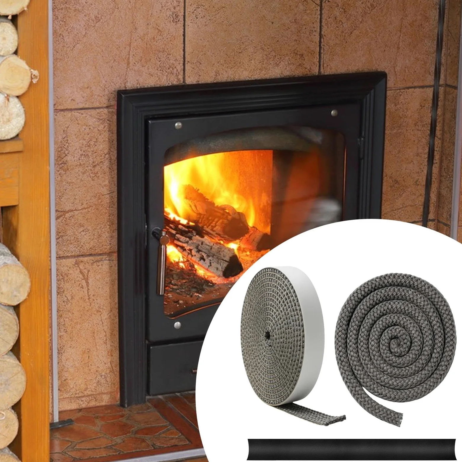 perfk Guarnizione per in corda di fibra di vetro Guarnizione per stufa resistente al calore versatile di facile installazione