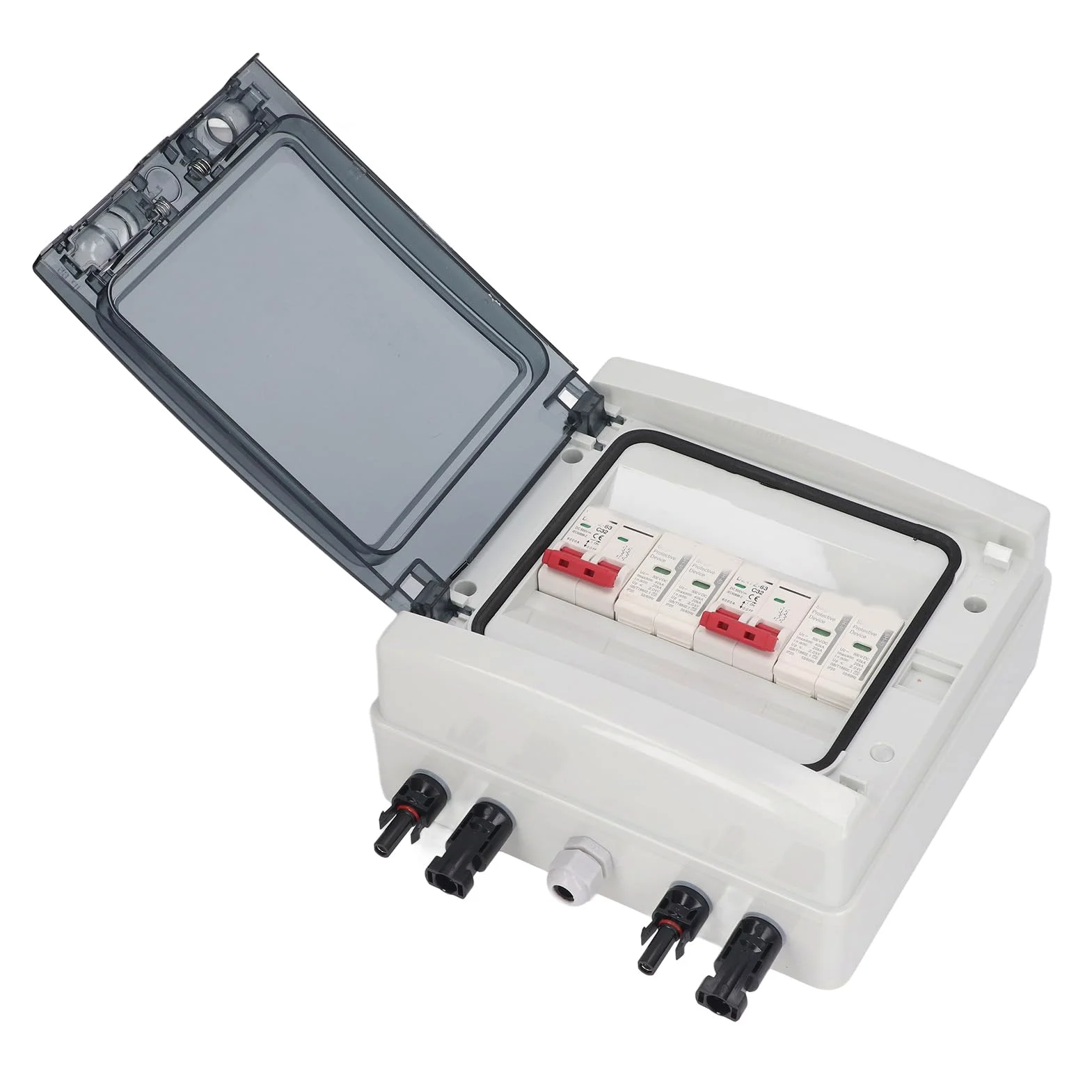 AMONIDA Interruttore Automatico Fotovoltaico, Interruttore di Isolamento CC Durevole 500 V 32 A, Offre Protezione da Sovratensione per Sistemi di Energia Solare, Materiale PC Ignifugo