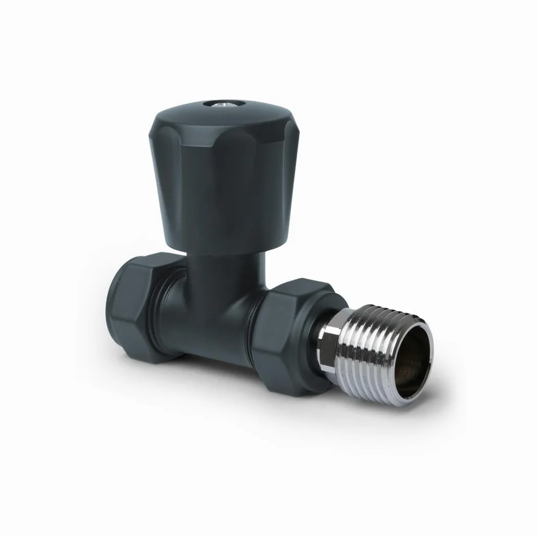 TRV - Valvole termostatiche diritte per termosifone, colore antracite, 15 mm x 1/2", set di due