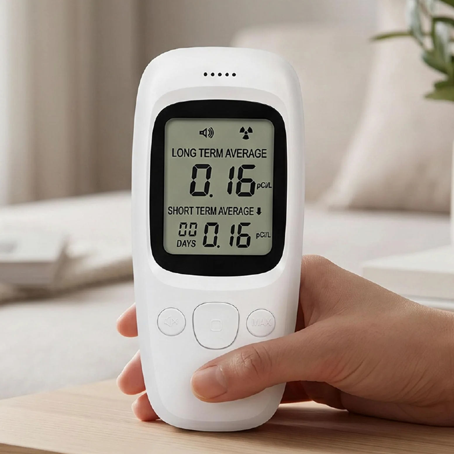 GOWENIC Rilevatore di Radon Portatile 0-270pCi/L Monitor Digitale del Livello di Radon per Casa, Seminterrato, Ufficio, Tester di Gas Ad Alta Precisione con Display LCD, Test a Doppia modalità,