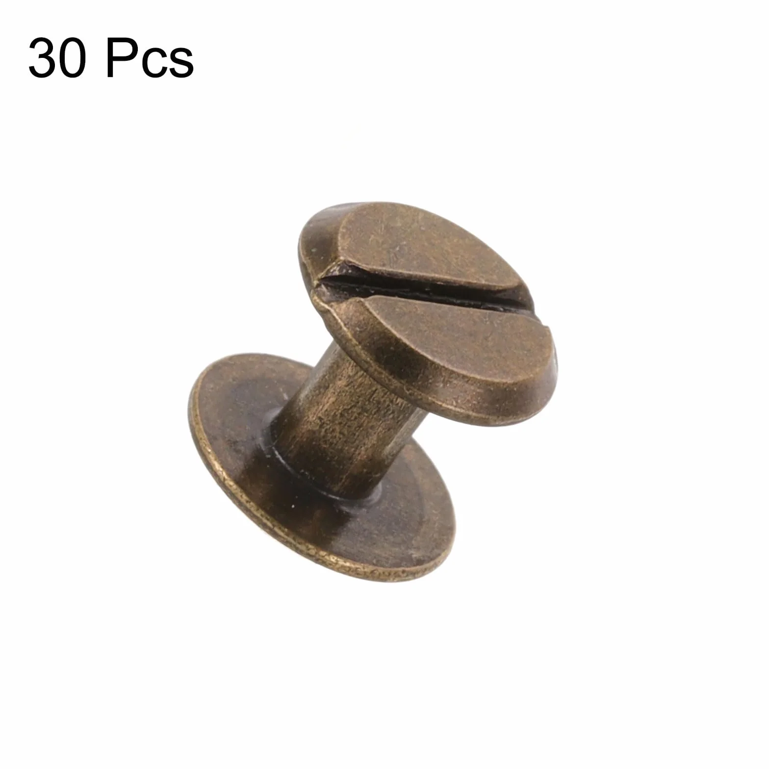 Set di 30 viti Chicago M4 x 6 mm in metallo con testa scanalata, rivetti a chiodo, bronzo