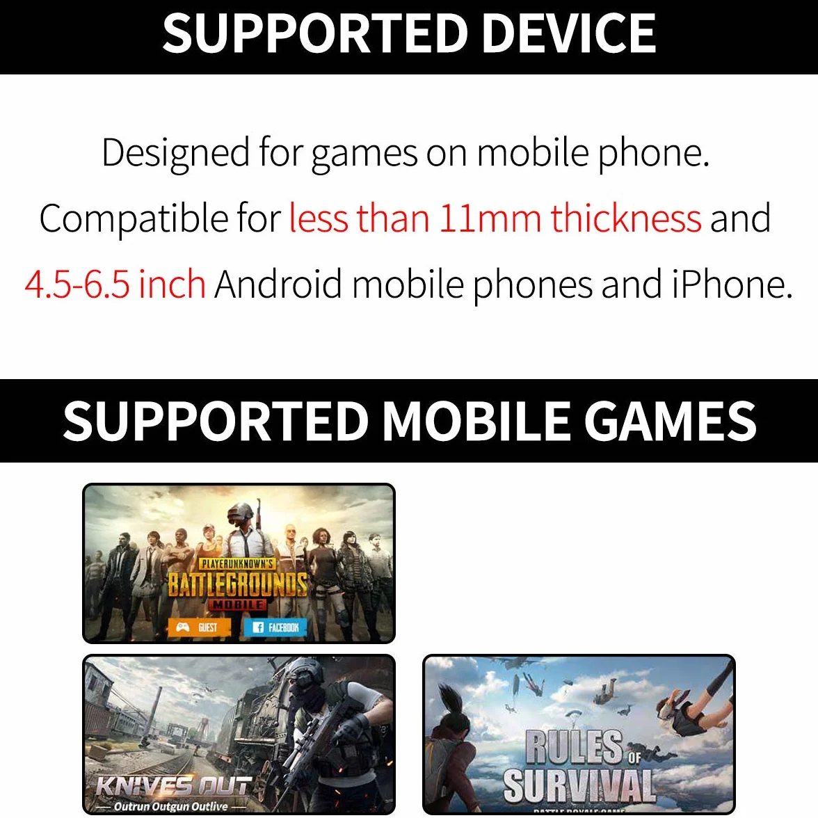 【2 paia】 Mobile Game Controller portatile Gamepad per PUBG Mobile/Fortnitee Mobile/Call of Duty(COD), per iPhone/Android, IFYOO Z108 Fuoco Shooter Impugnatura L1 R1 Triggers