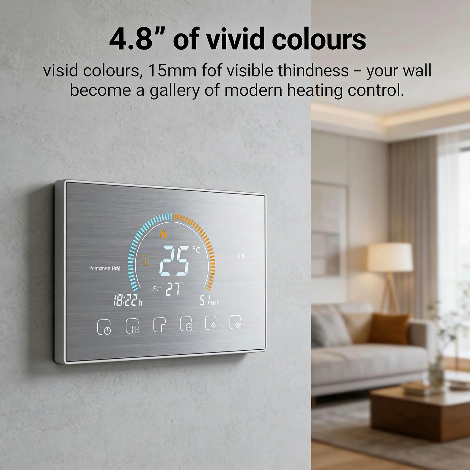 Termostato Acqua WiFi Programmabile, Display Meteo UV Umidità | Montaggio Parete 5A 95-245VAC, compatibile Alexa e Google Home, regolatore programmabile riscaldamento acqua