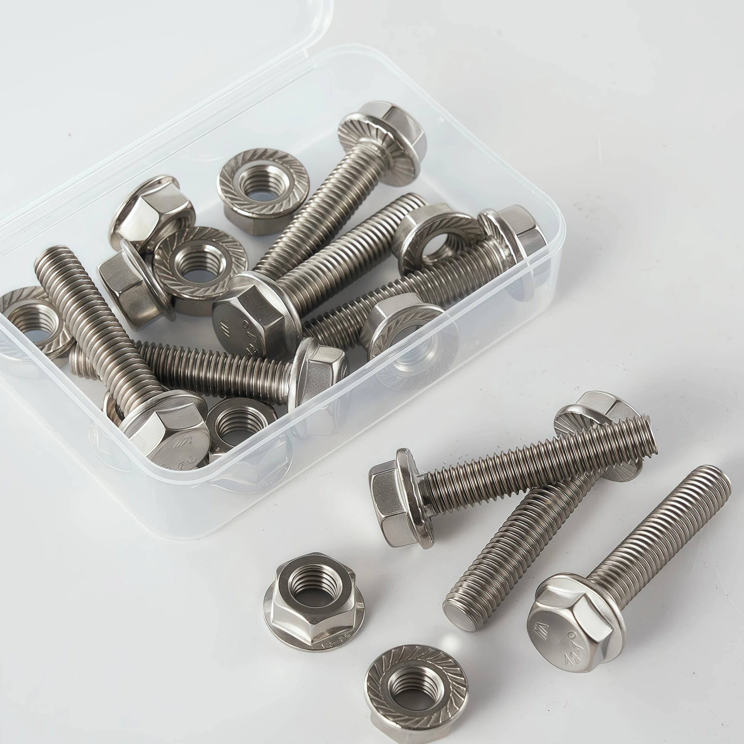 Set Bulloni e Dadi a Flangia M8 1,25 x 35 mm Acciaio Inox 304 A2-70 Flangia Dentata Autobloccante