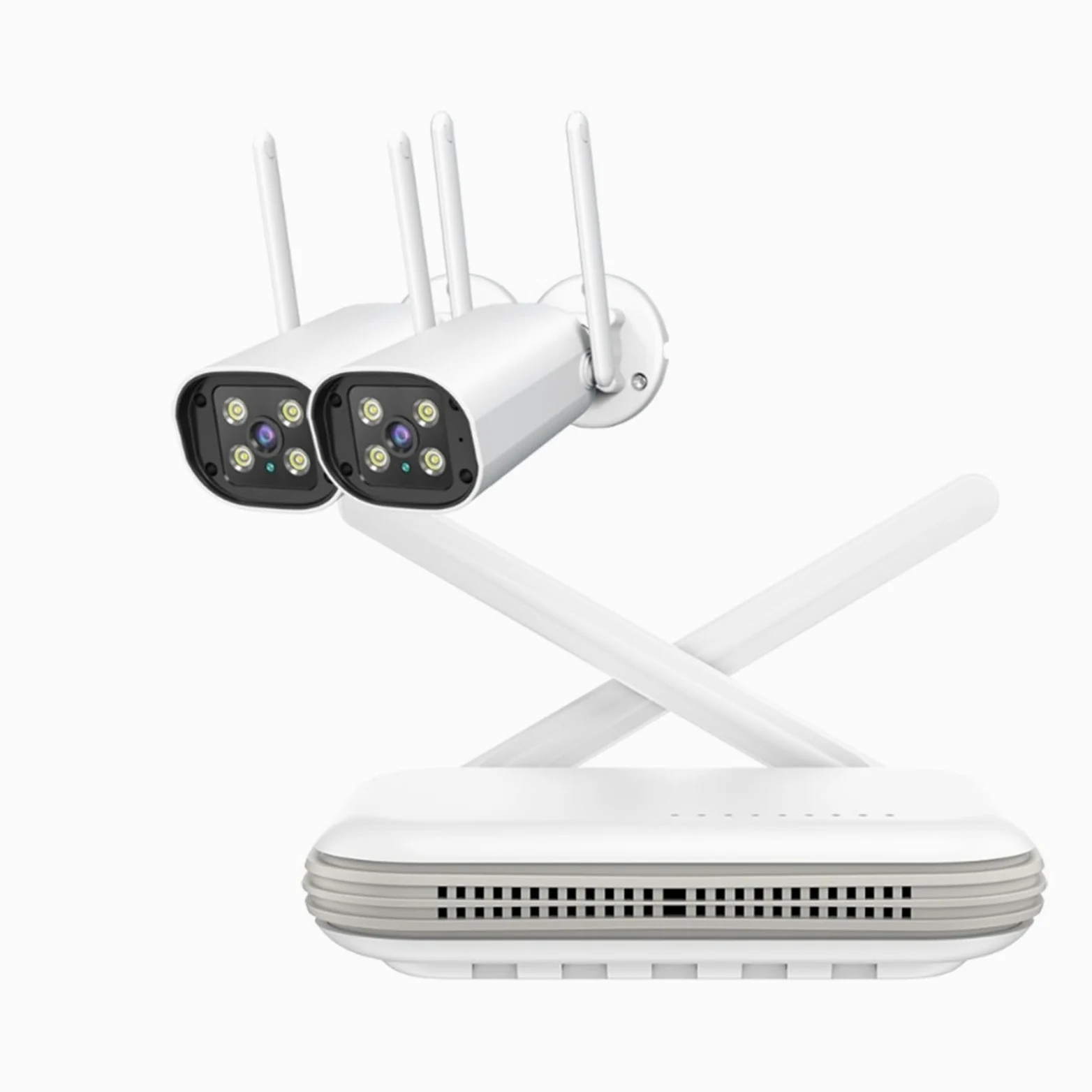 Kit Sistema NVR, 4CH 8CH NVR Wireless Kit Telecamera di Sicurezza Esterna 4K 5MP 3MP Telecamera IP Face Detection CCTV Mini di videosorveglianza(None,WiFi 3MP 2PCS)
