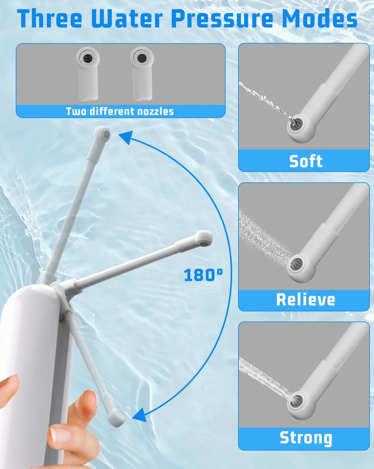 Bidet portatile da viaggio con bottiglia da 400 ml, 3 modalità di pressione | Bidet elettrico ricaricabile da viaggio, spruzzatore portatile impermeabile per bidet per donne uomini pulizia del bambino