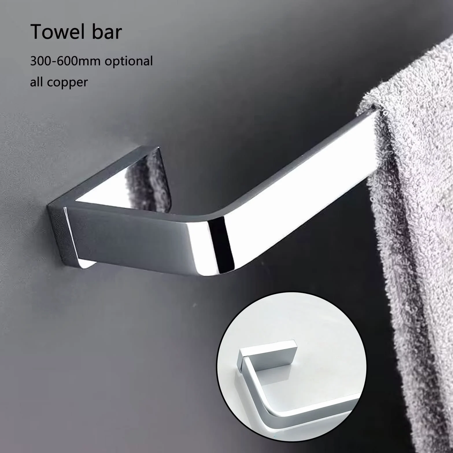 Portasciugamani in Stile Europeo Tutto Bronzo, portasciugamani da Cucina per Bagno, portasciugamani WC, 30 cm / 40 cm / 50 cm / 60 cm, per Accessori da Bagno e Cucina, Argento (Dimensioni :