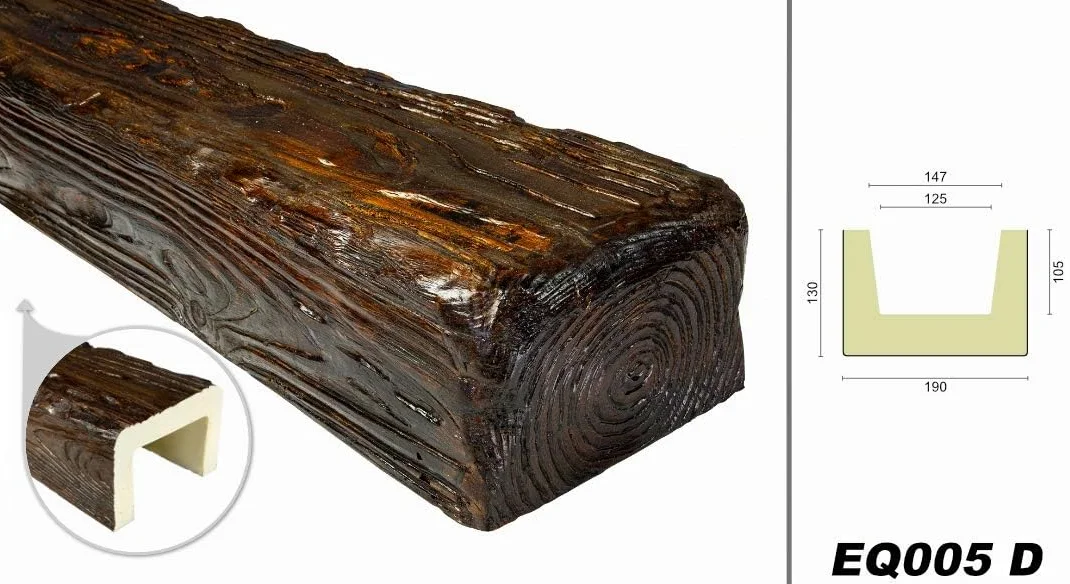 Decowood Travi Decorative 2 Metri, Poliuretano, Rustica, 190x130mm, EQ005 D Serie