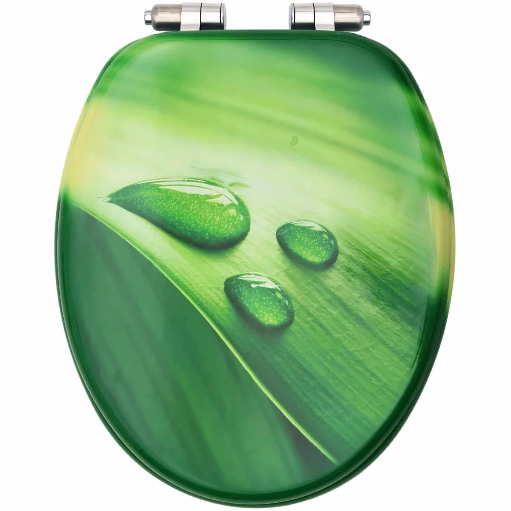 Sedile WC coperchio chiusura morbida MDF verde gocce d'acqua 02_0002935