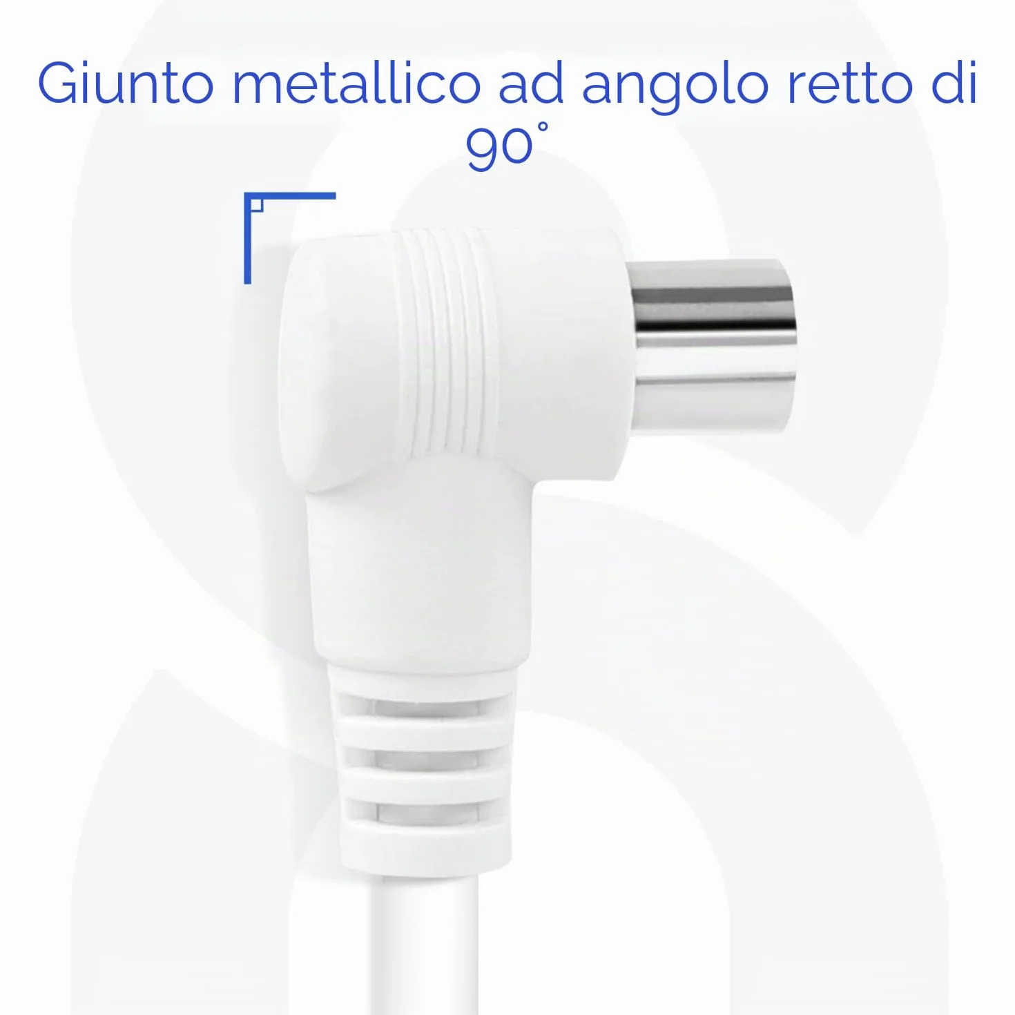 Aigostar - Cavo coassiale per antenna, cavo TV Full HD, angolo 90 gradi, supporta DVB-T, DVB-S, DVB-C, DVB-S2 e HDTV, per TV e radio, bianco, 3 m
