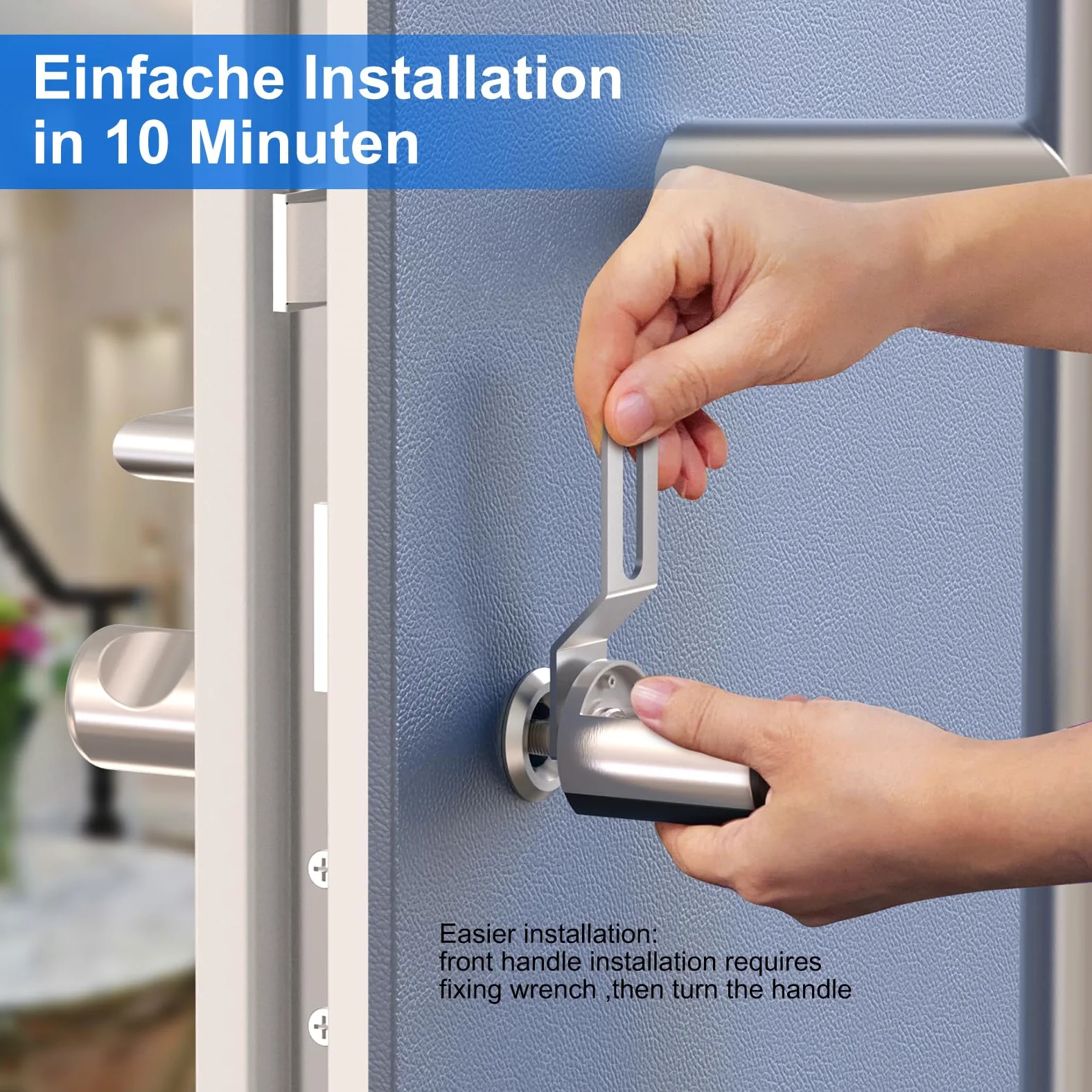 WELOCK Touch63 Serratura Smart serratura Impronta Digitale,Carta RFID,APP | Serratura elettronica WiFi(necessità welock wifibox),serratura porta blindata per porta 50-100mm,Smart Lock IP65,Argento