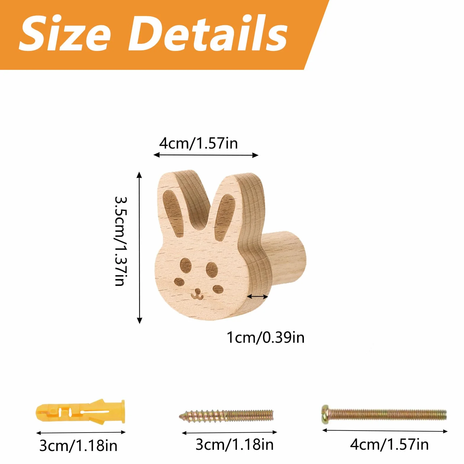 MOROBOR Pomelli decorativi in legno a forma di coniglio 6 pezzi per cassetti