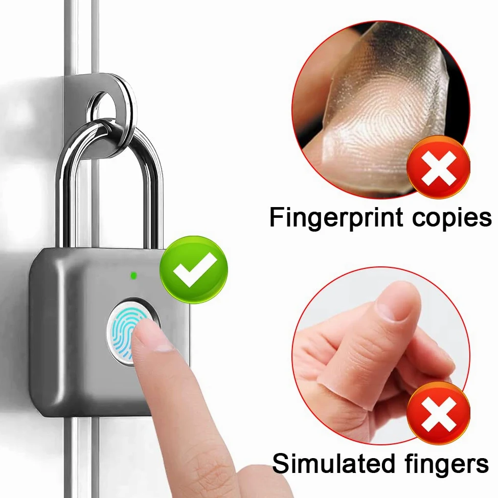 Lucchetto con impronta digitale eLinkSmart Lucchetto a combinazione Keyless Locker Lock per palestra, armadietto, zaino, valigia, bagagli, piccolo lucchetto da palestra in metallo P8 grigio