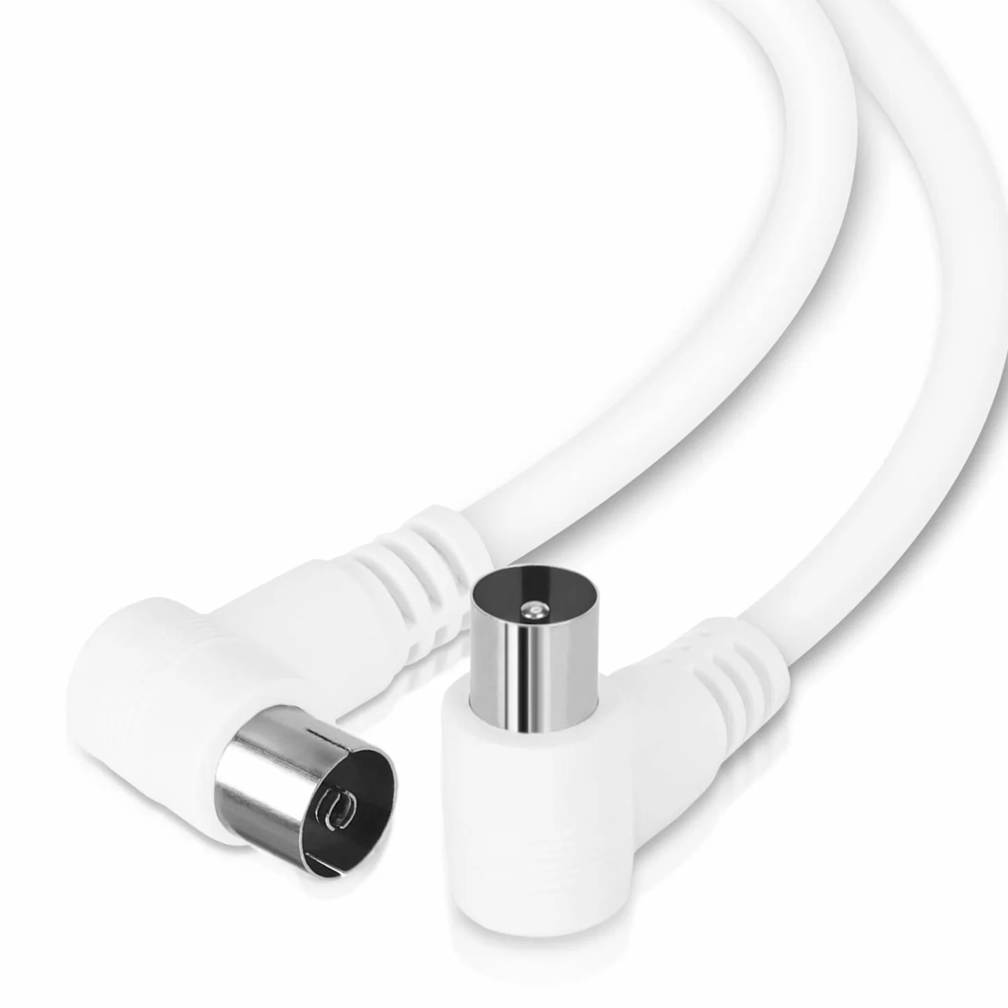 Aigostar - Cavo coassiale per antenna, cavo TV Full HD, angolo 90 gradi, supporta DVB-T, DVB-S, DVB-C, DVB-S2 e HDTV, per TV e radio, bianco, 3 m