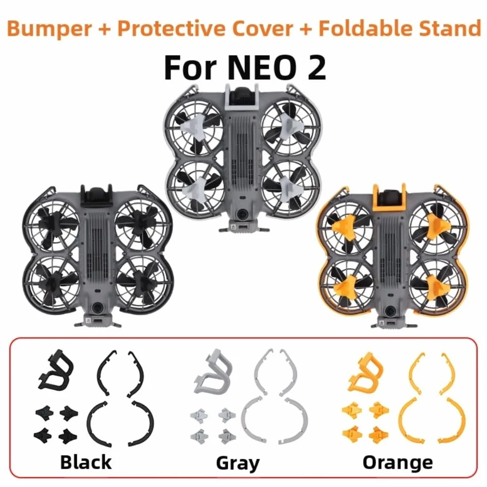 Eawfgtuw Kit di protezione per DJI NEO 2 con paraurti in PC, cover antigraffio e treppiedi pieghevoli per migliorare l'altezza, design leggero 10,5 x 5,5 x 4,2 cm (arancione)