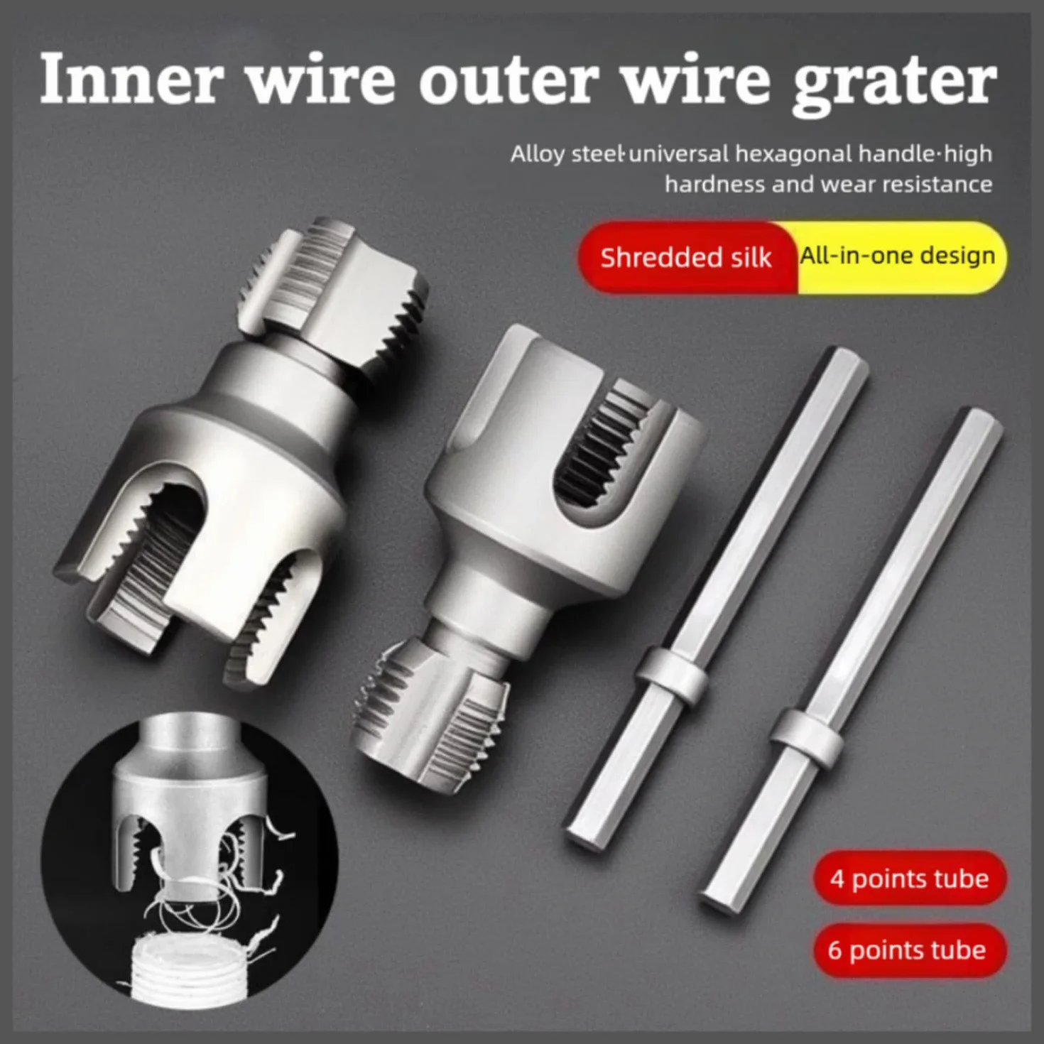 Integrated Internal & External Pipe Threading Tool,2025 New Pipe Thread Cutting Tool,1/2'' & 3/4'' PVC Pipe Threader Kit,Electric Drill Compatible Threader Kit for Home Repair (1/2''+3/4'')