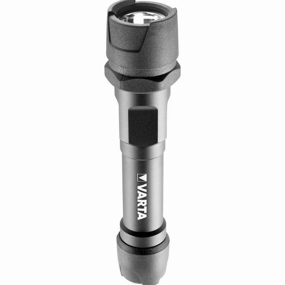 Varta 18701 Torcia LED a Mano Indestructible Flashlight F20, 1 Watt, 2 pile Stilo AA Longlife Power Incl, 170 Lumen corpo alluminio resistente a urti, cadute 4mt, acqua IPX4, per attività Outdoor e Professionali, gancio integrato
