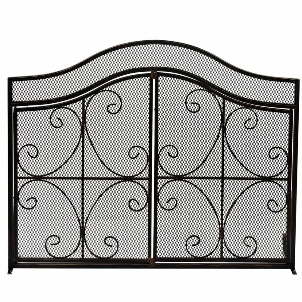 Schermi per Caminetti di Guardia Pannello Camino Schermo piano con porta Casa Camino Schermo Schermo Partition Vernice in ferro battuto Fire Position Porta Decorazione Accessori per Caminetti in Rete