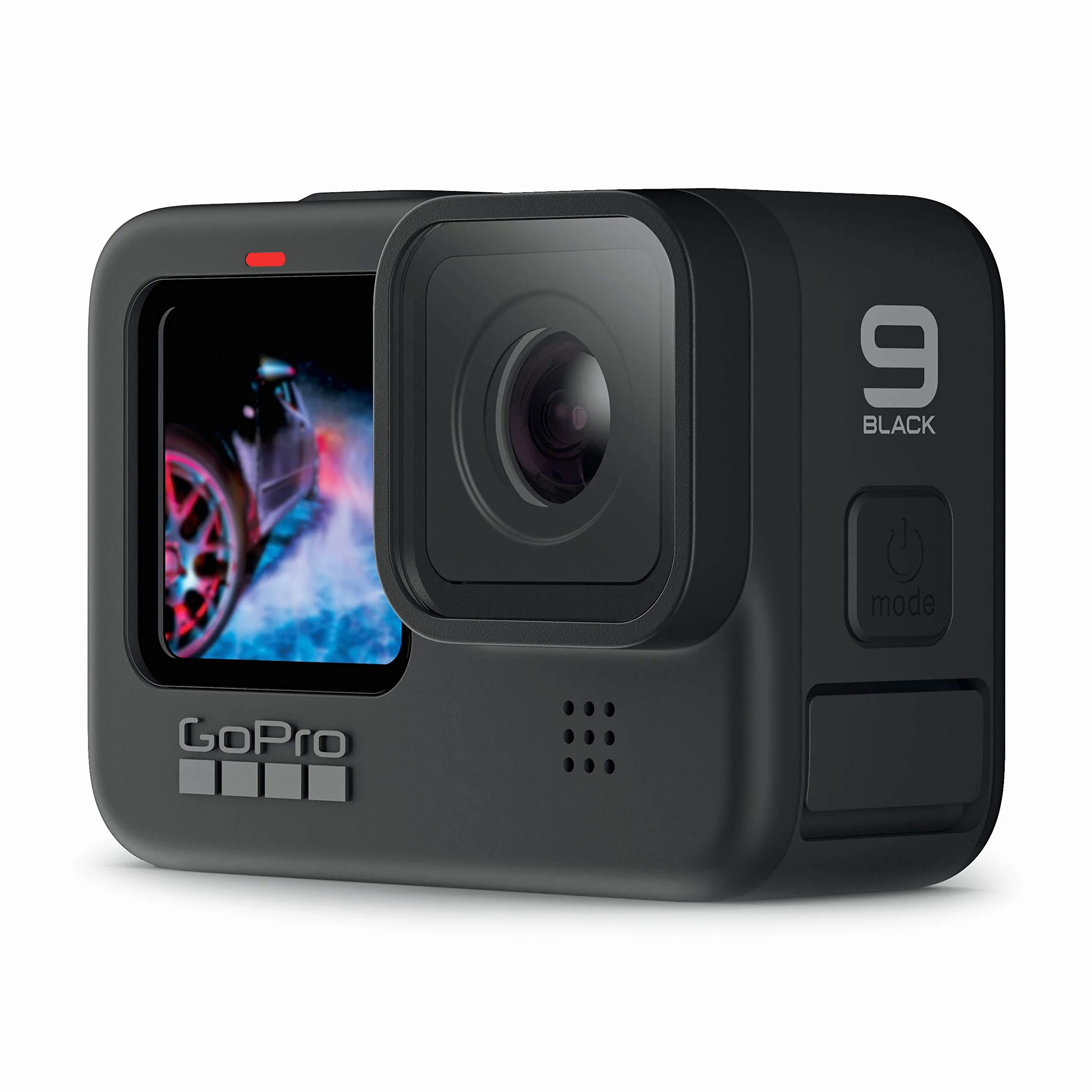 GoPro HERO9 - Fotocamera sportiva impermeabile con schermo LCD anteriore e touch screen posteriore, video 5K Ultra HD, foto da 20 MP, streaming live 1080p, webcam, stabilizzazione, nera