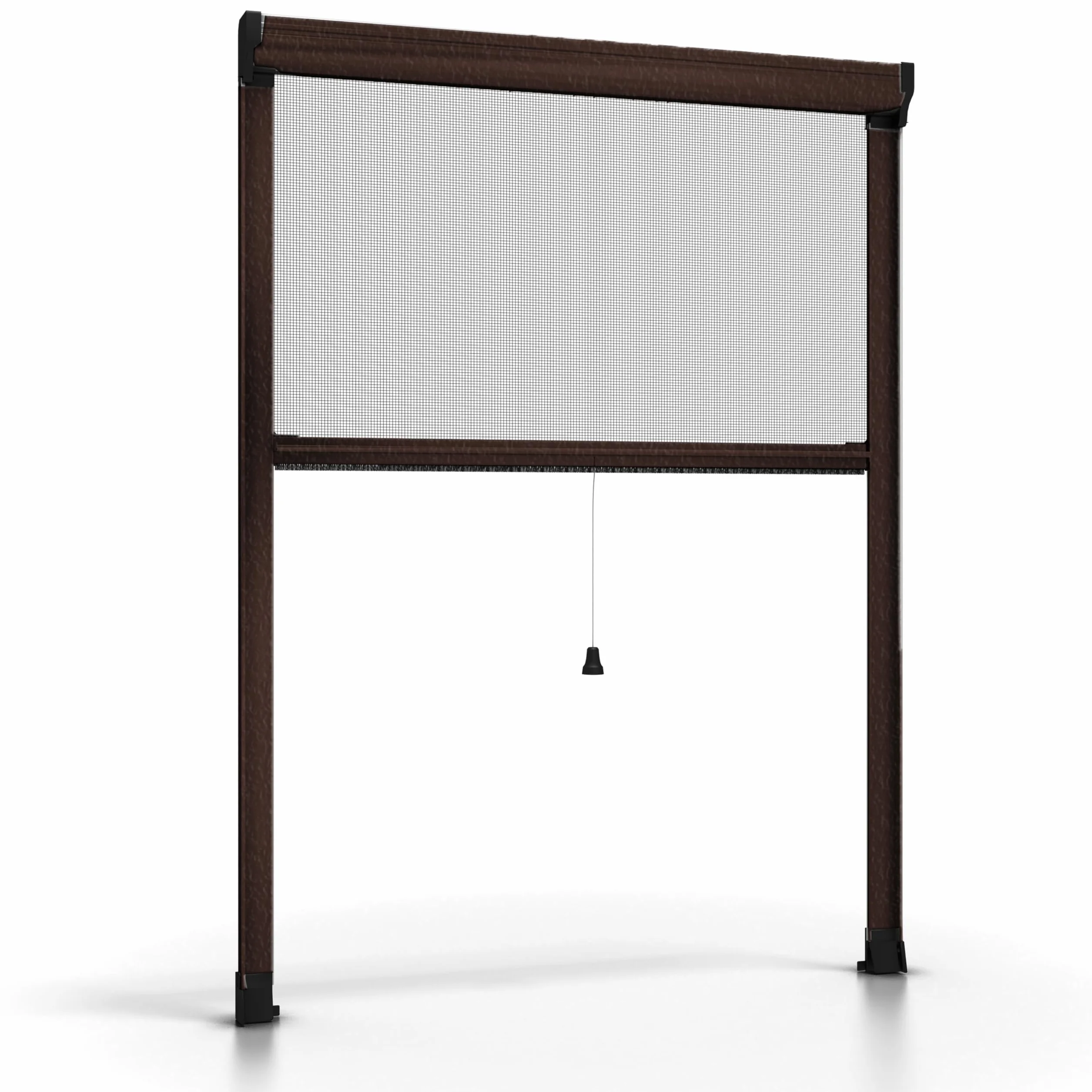 Zanzariera a Rullo per Finestra Tagliabile in Altezza e Larghezza - Telaio in Alluminio, Rete Anti-Insetti (Marrone, 100 x 160 cm)