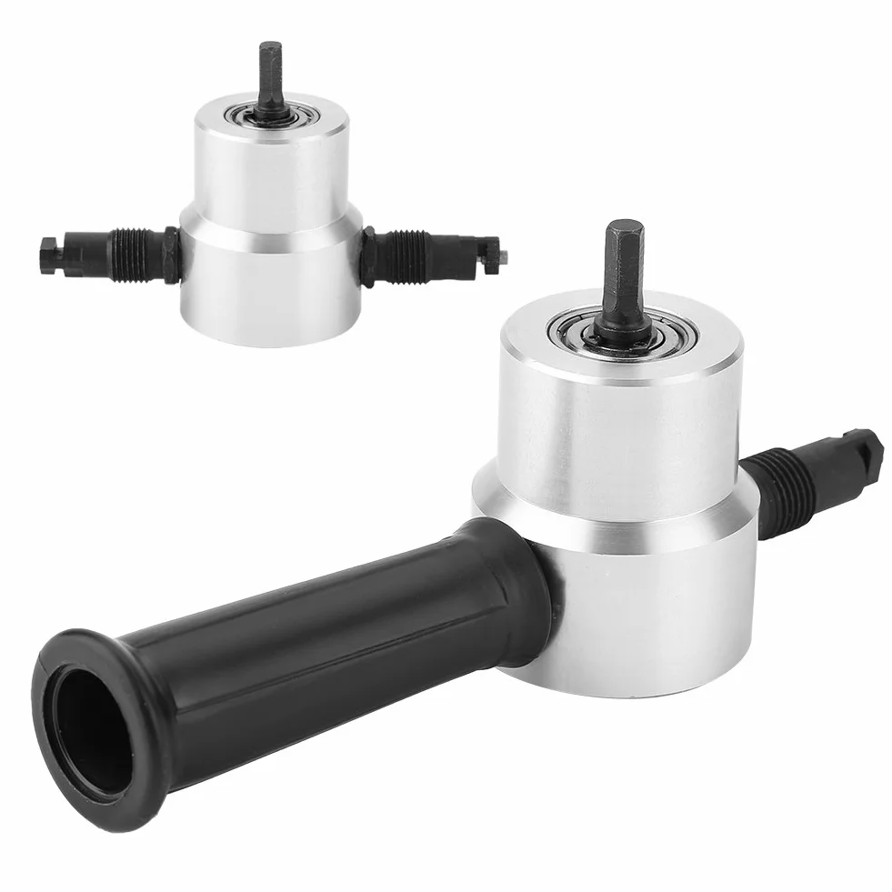 Utensile per Roditrice per Lamiere a Doppia Testa, Attacco per Trapano Taglierina per Roditrici in Metallo con Manico Ergonomico in Plastica e Chiave Utensili da Taglio Roditori