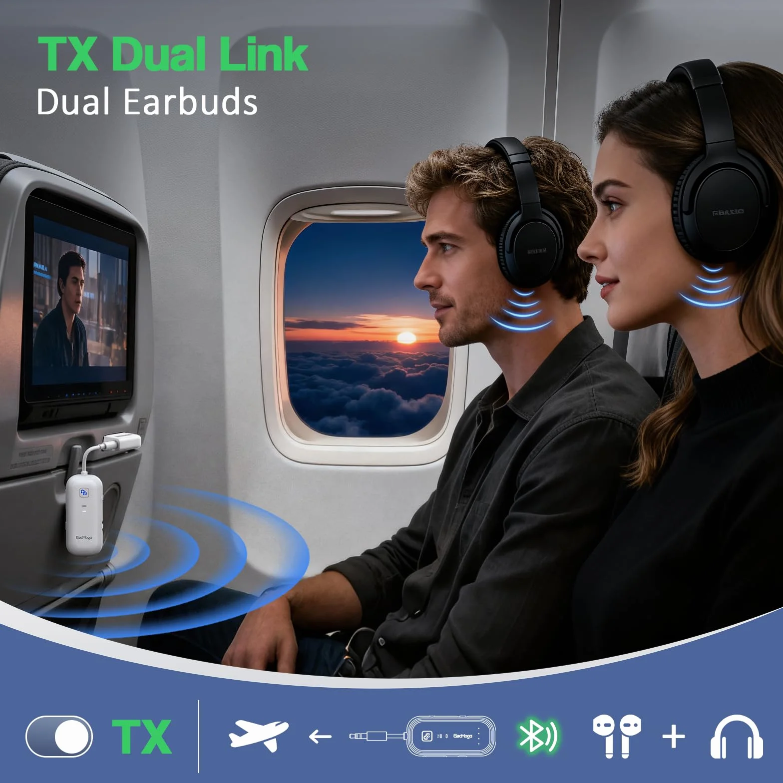 Trasmettitore Bluetooth per TV ElecMoga Ricevitore Bluetooth Aux 3.5mm Jack Adattatore Auto Bassa Latenza Supporto per 2 AirPods Cuffie/Altoparlanti/Uuto/Volo/Palestra
