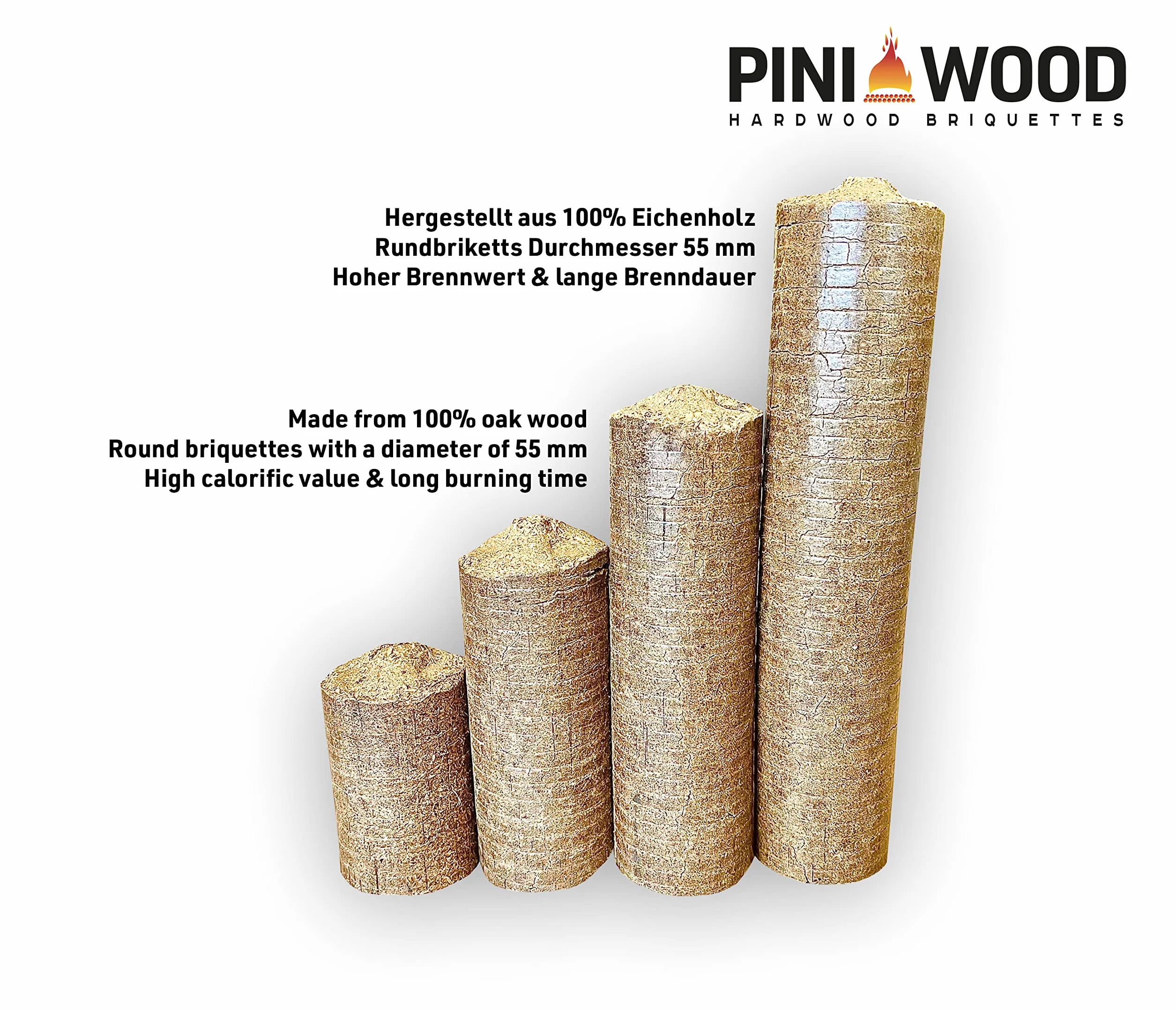 PINI Bricchetti legno rovere 15 kg alto potere calorifico caminetti stufe