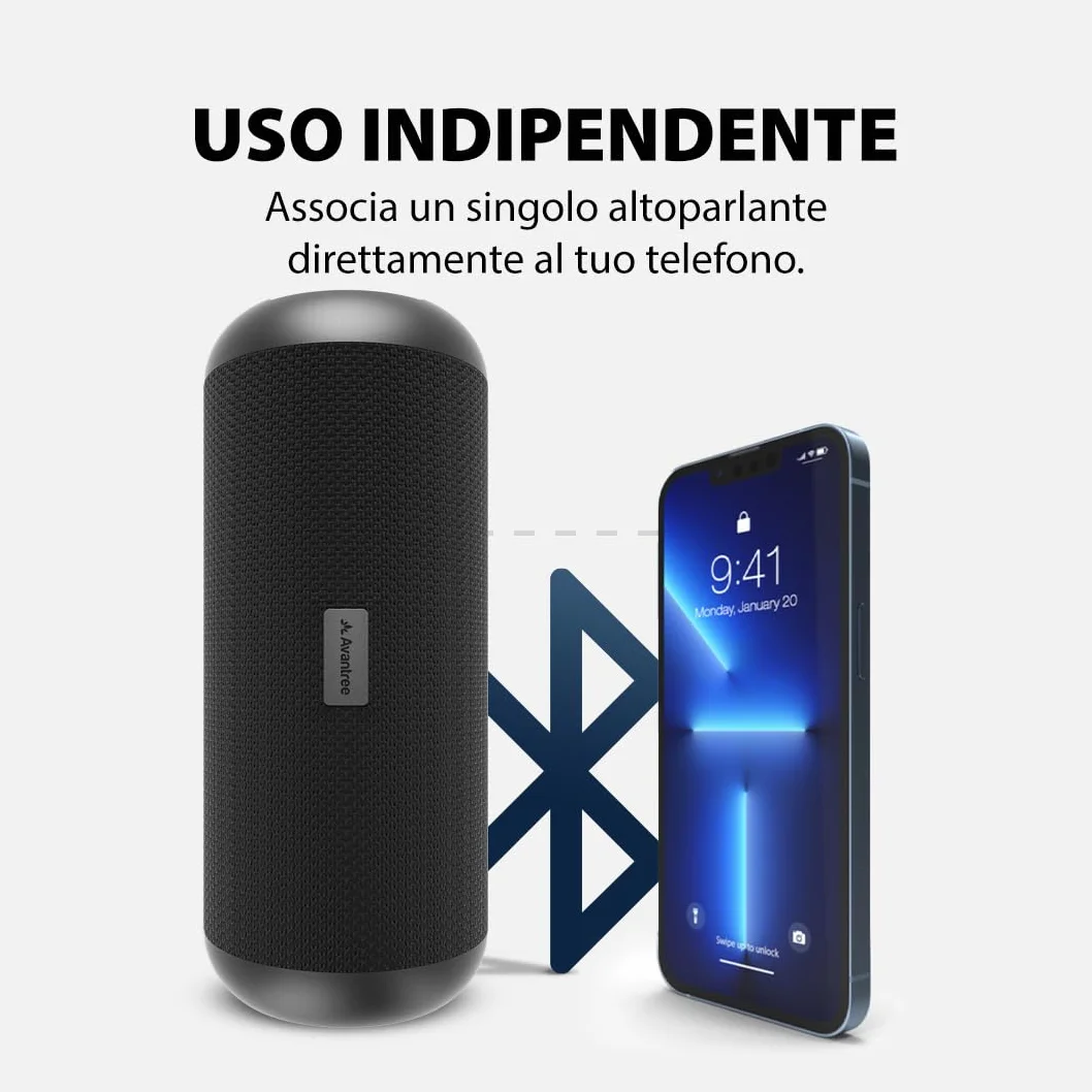 Avantree Harmony 2 - Sistema Multiroom Altoparlante Wireless Set Stereo Con Ingressi Bluetooth e Cablati, Ogni Speaker Funziona Come Altoparlante Bluetooth Portatile Indipendente