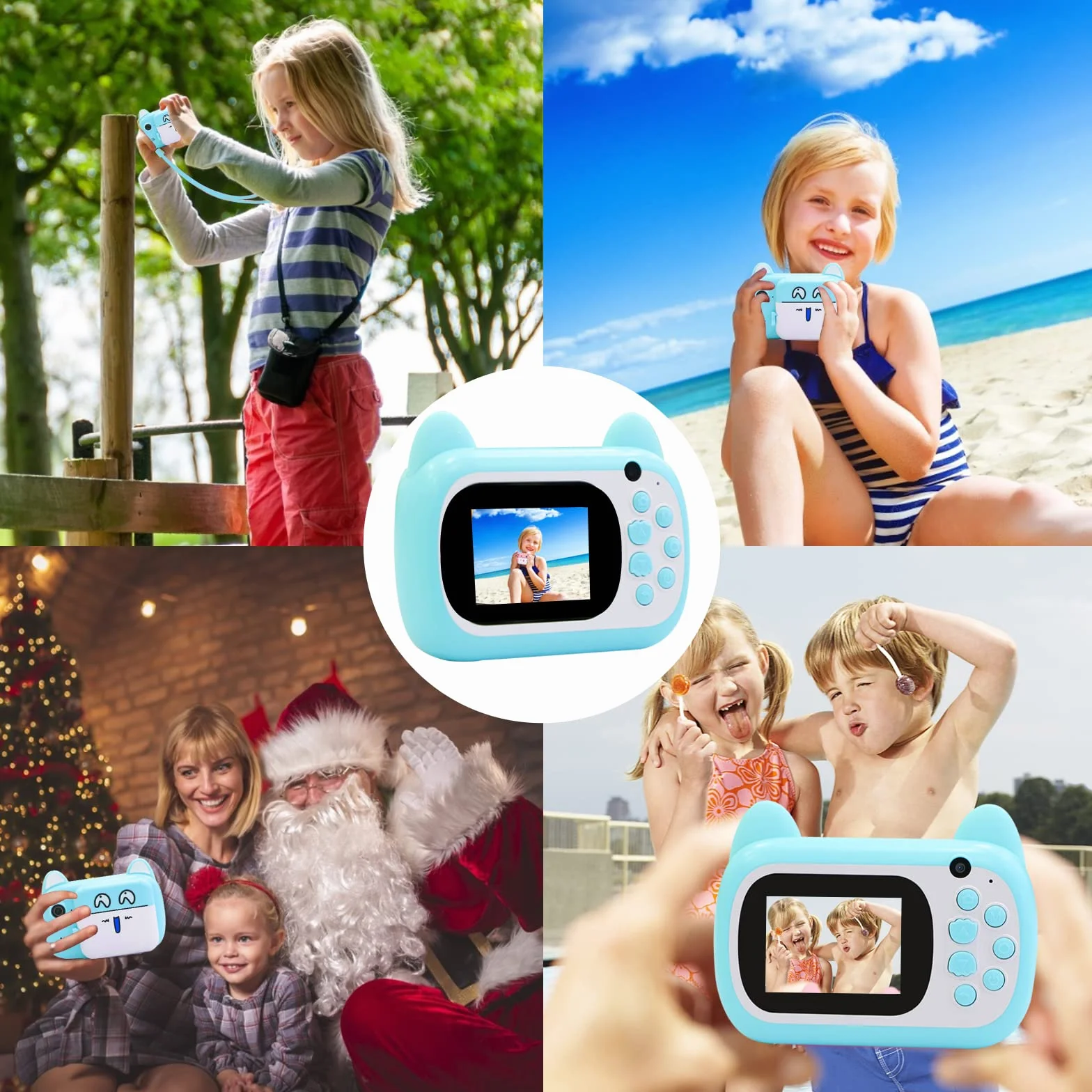 Fotocamera digitale istantanea per bambini, schermo LCD da 6,1 cm, zoom 6x, 24 MP, doppio obiettivo e registrazione di video 1080P, per bambini e bambine, colore verde