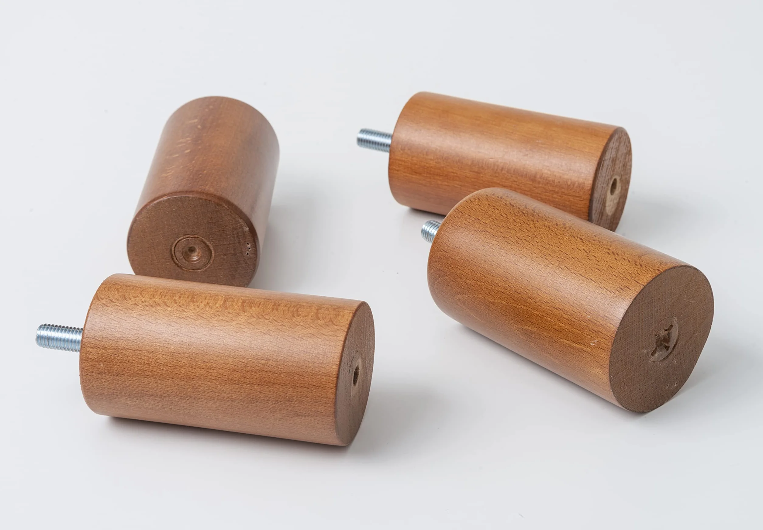 IPEA Piedini Mobili Legno Noce Set 4 Gambe Cilindro Altezza 100 mm Made in Italy