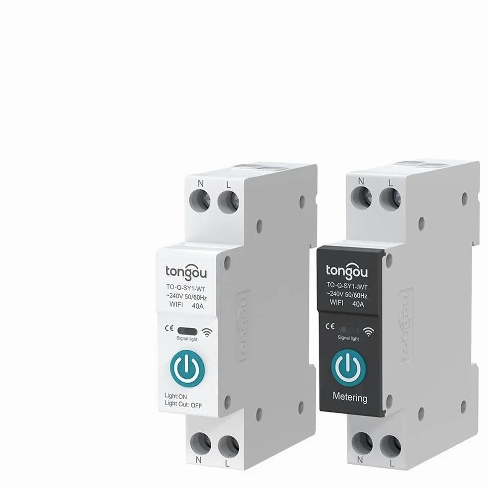 Interruttore Magnetotermico Differenziale Con interruttore di circuito intelligente WIFI misurazione 1P 63A su guida DIN for telecomando wireless Smart Home(Black with metering,25A)