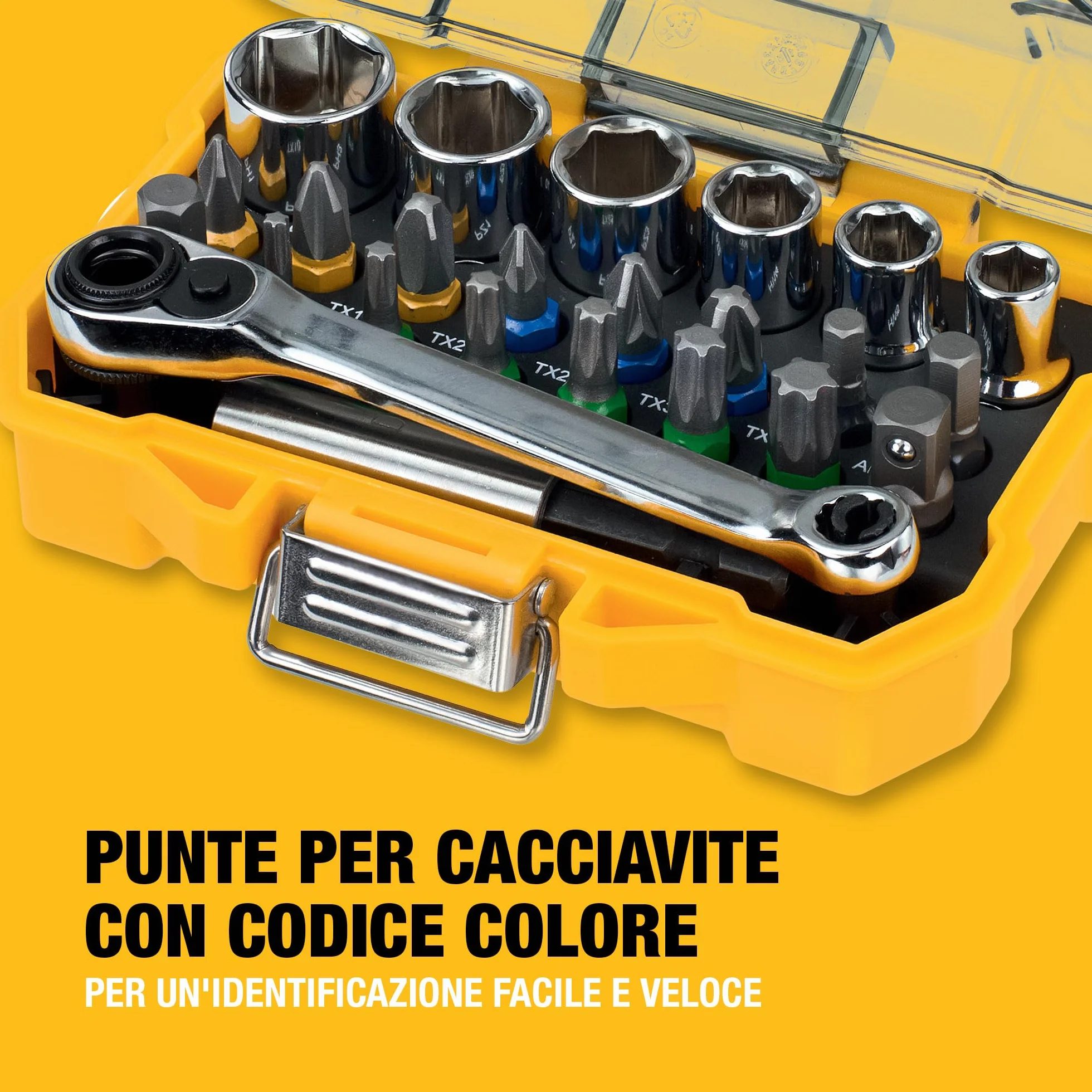 DEWALT Set di chiavi a bussola e cacciaviti extra piccoli da 25 mm (24 pezzi), DT71516-QZ