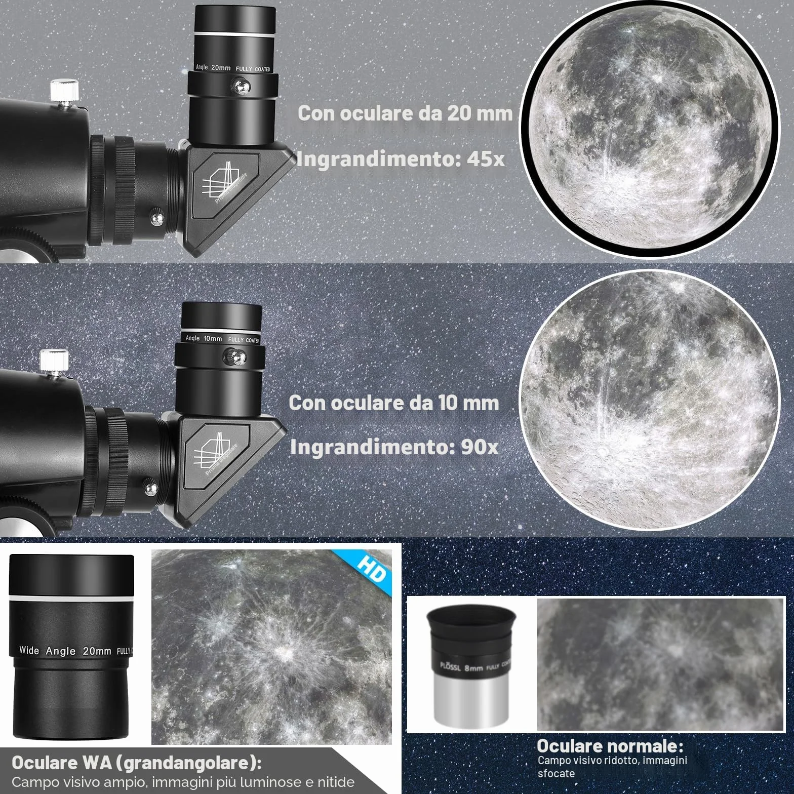 CELTICBIRD Telescopio per adulti ad alta potenza, telescopi da viaggio per adulti, regali per principianti di astronomia, telescopio rifrattore 900 con apertura da 80 mm con attacco AZ