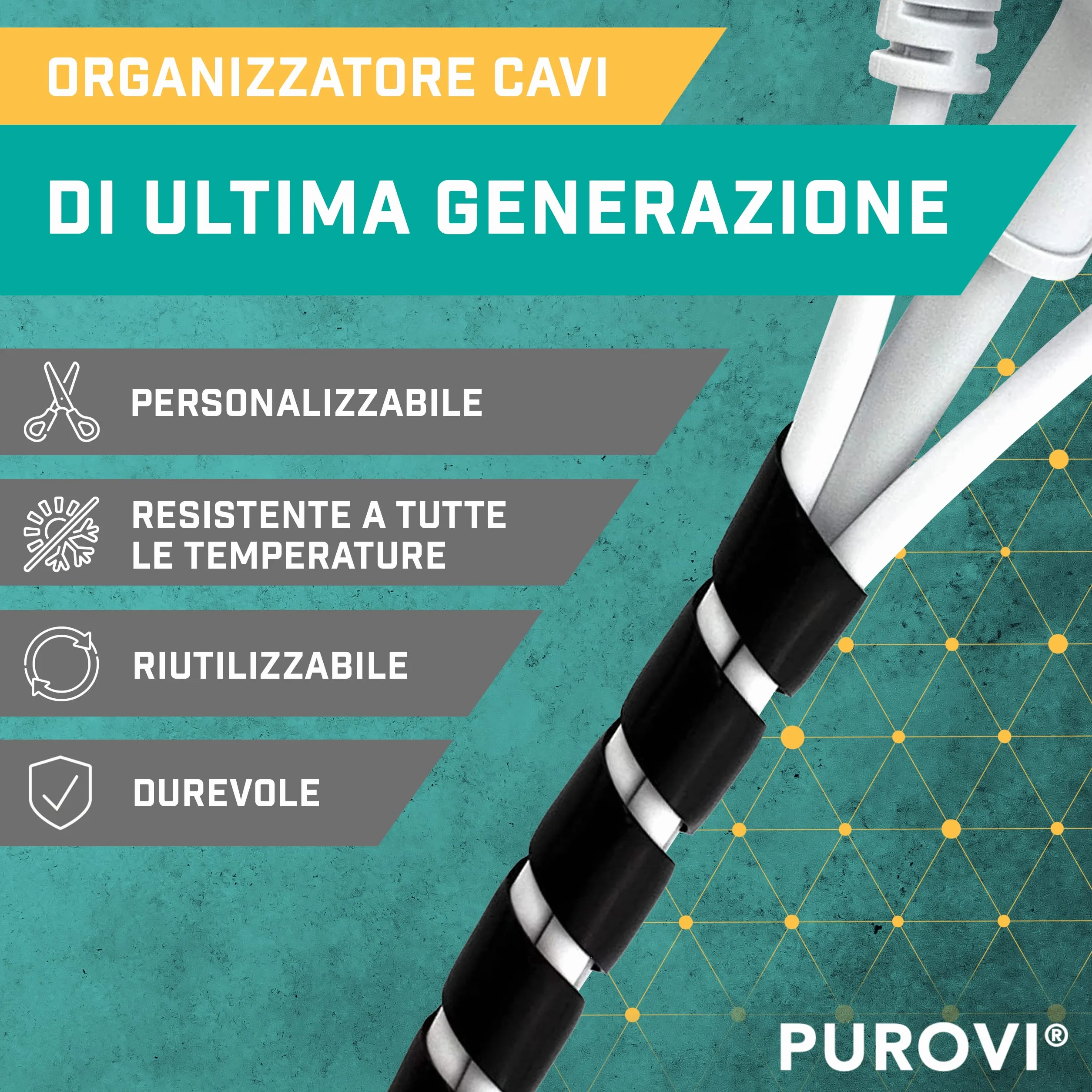 Guaina Copri Cavi Elettrici Trasparente Flessibile Espandibile 10m Cavo Spiralato per Nascondere Fili