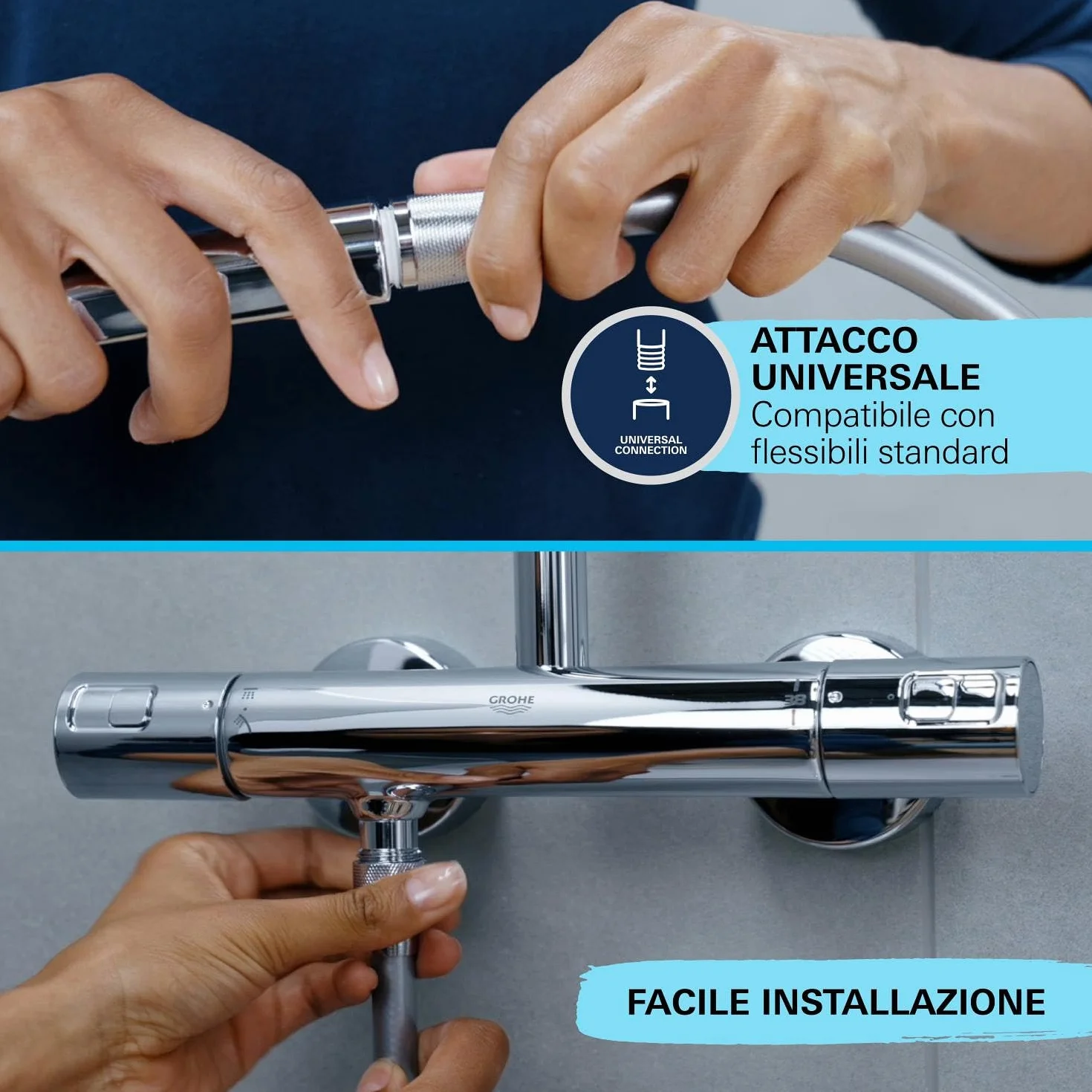 GROHE QUICKFIX VitalioFlex, Flessibile doccia, in metallo, 1500mm, 22108000