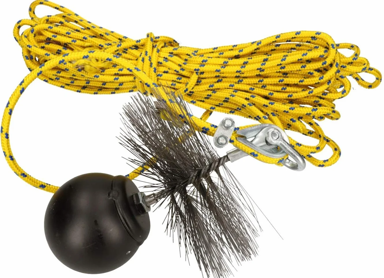 KOTARBAU Set di scope per camino di tutte le dimensioni, scopa in acciaio armonico con peso di trazione, cavo di trazione, asta flessibile, scopa per fuliggine, spinta, scopa per camino, set di