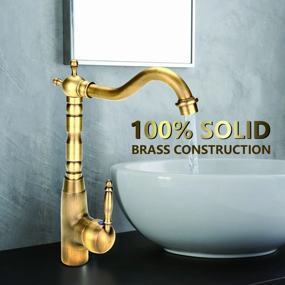 Antico Rubinetto da Cucina Monocomando Ottone massiccio bagno stile europeo