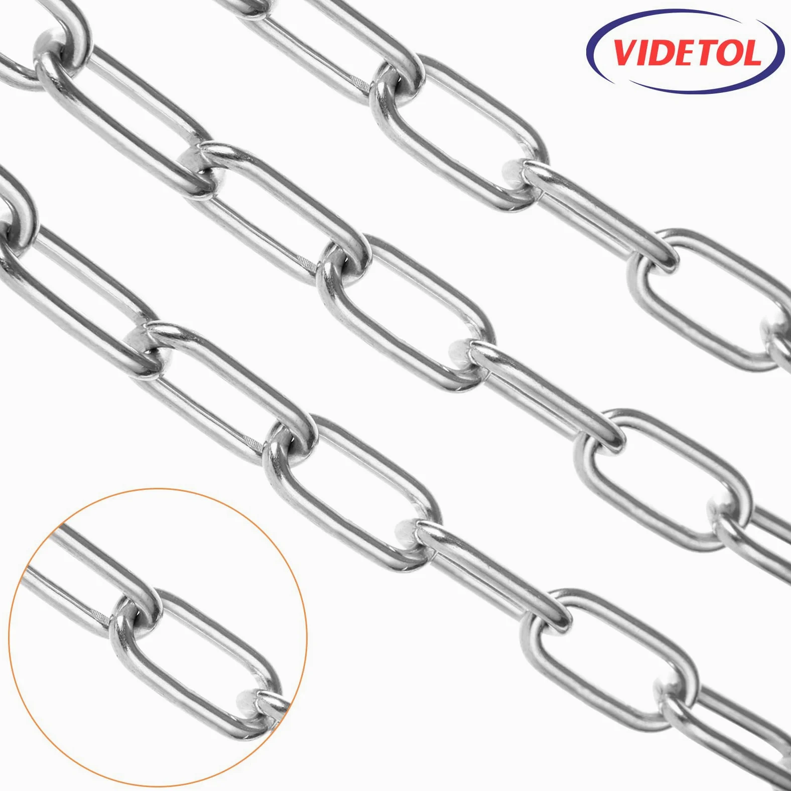 Catena in acciaio inox 304, lunghezza 6 m, maglia resistente da 5 mm, in acciaio zincato saldato, per cancelli di recinzione, porta del garage, catena a battente e serratura di sicurezza per