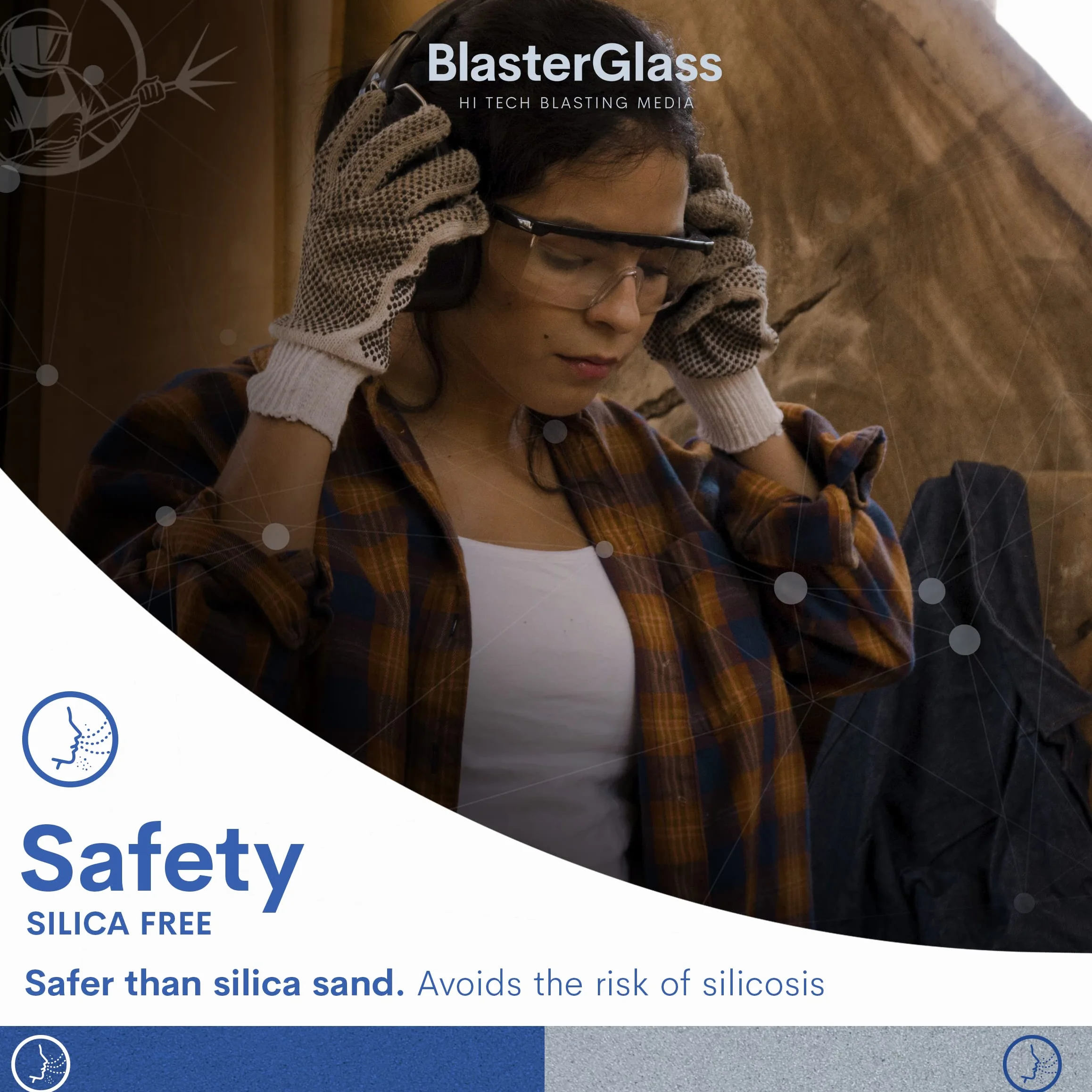 BlasterGlass Sabbia Abrasiva di Vetro Riutilizzabile per Sabbiatura a Pressione, Sacco da 10kg